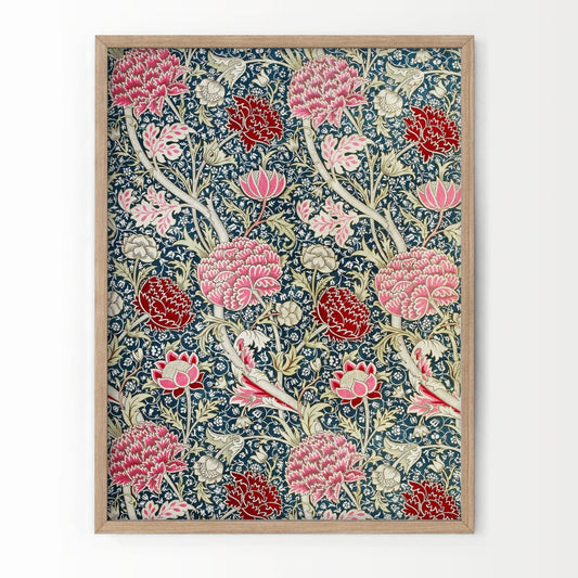 William Morris, Pink Red Flowers, Fine Art Print