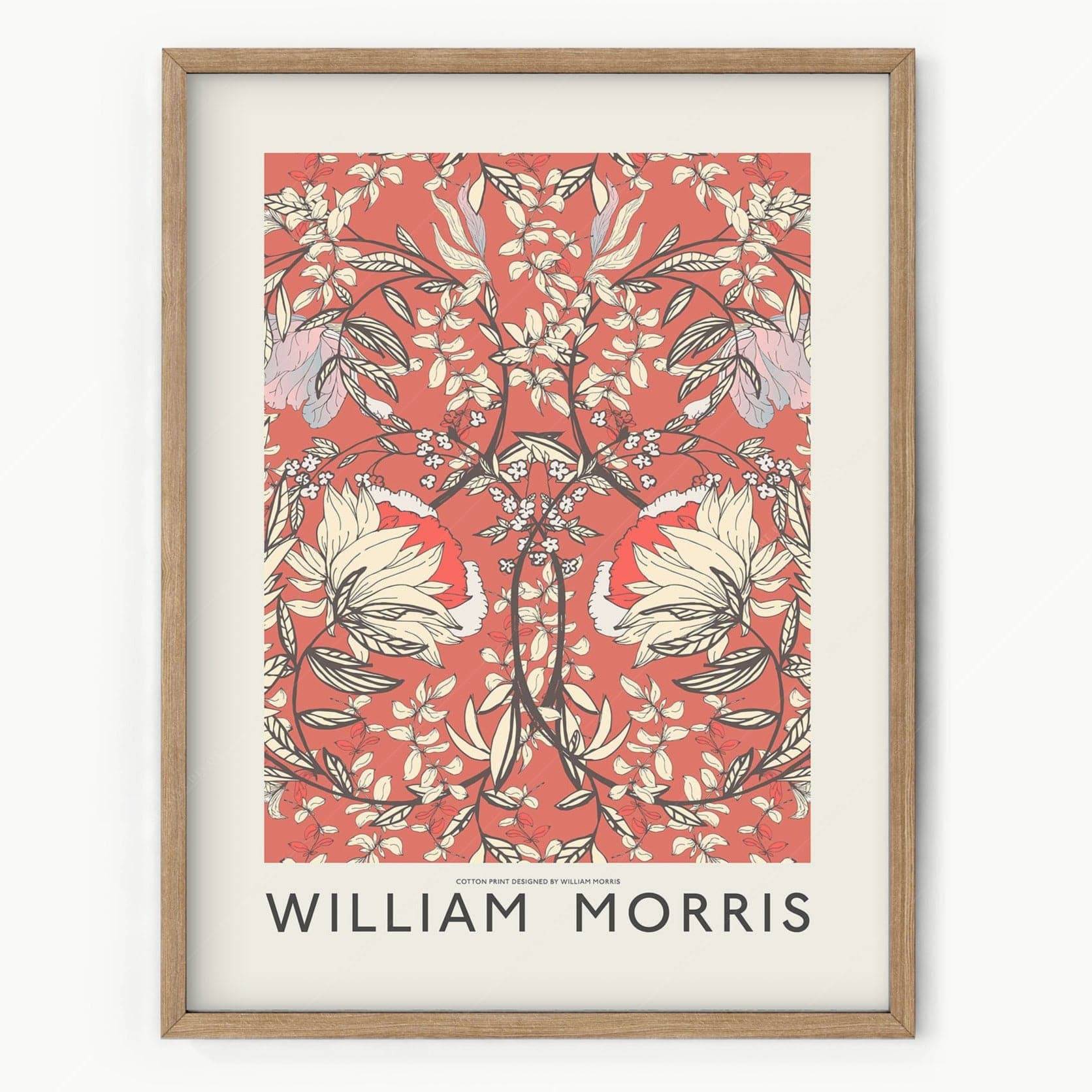 William Morris Poster, Red Floral Pattern