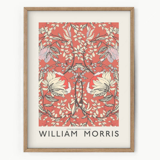 William Morris Poster, Red Floral Pattern