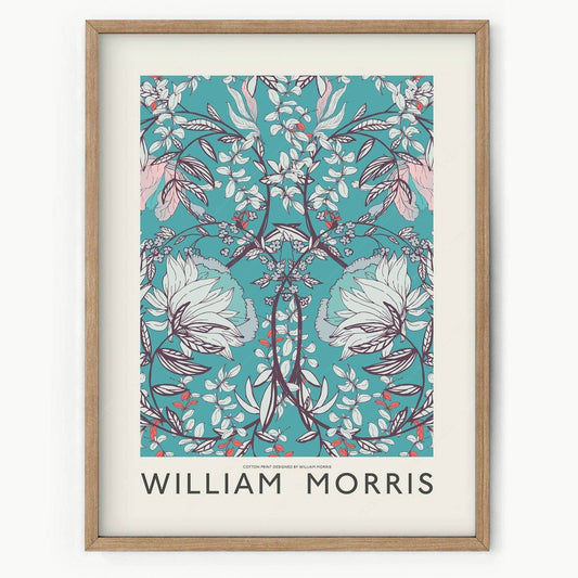 William Morris Print, Blue Floral Pattern