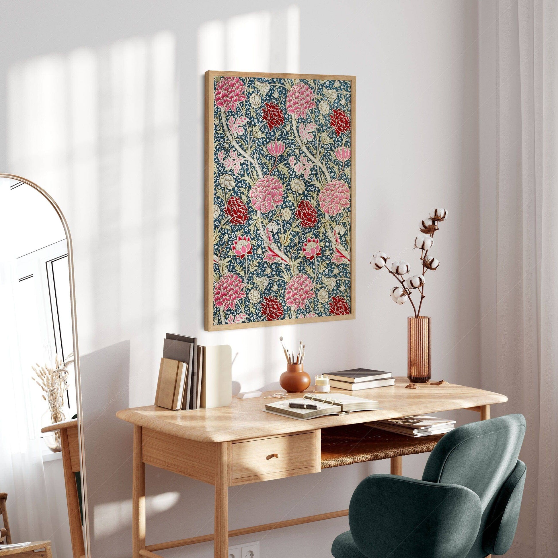 William Morris Print, Red and Pink Flowers Wall Art