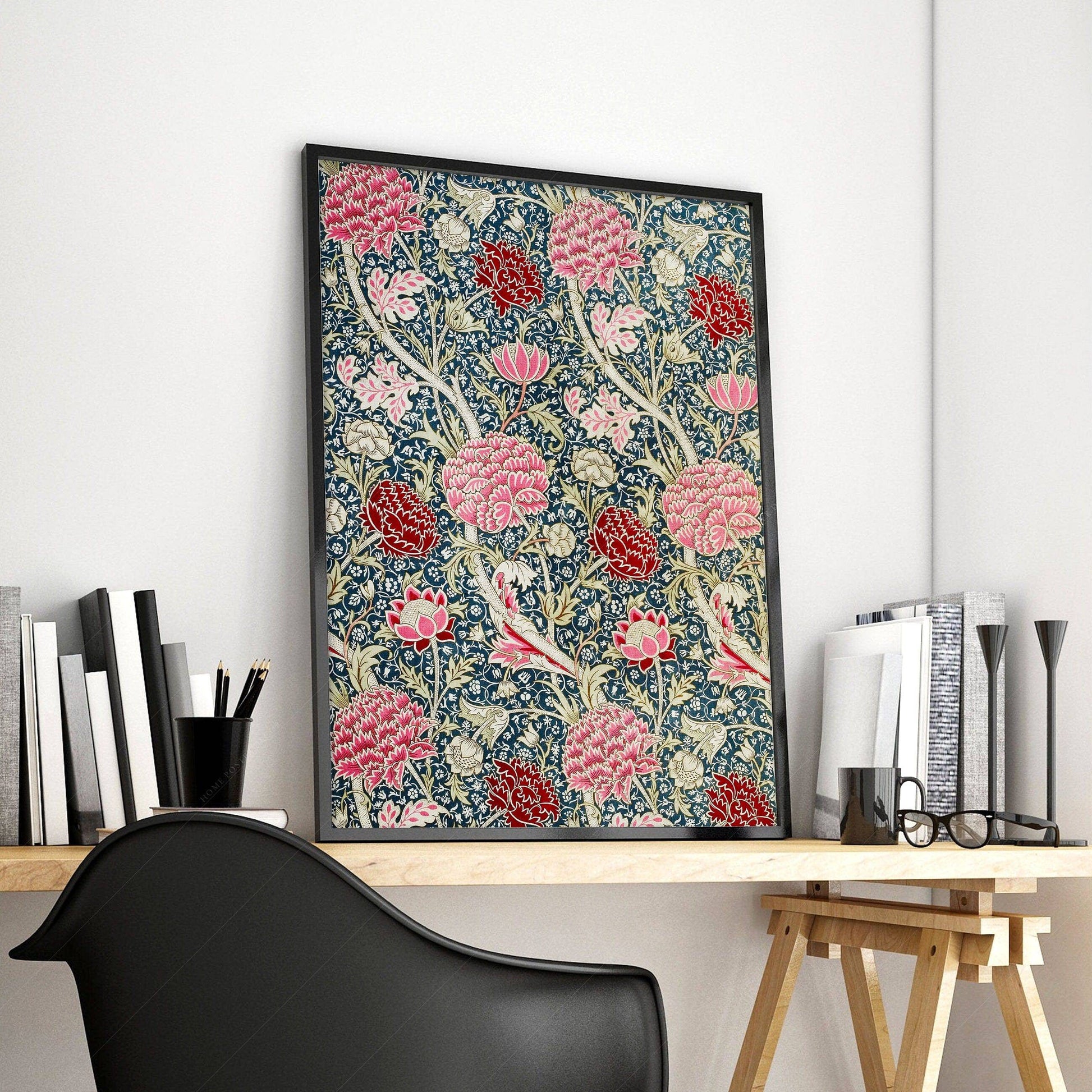 William Morris Print, Red and Pink Flowers Wall Art