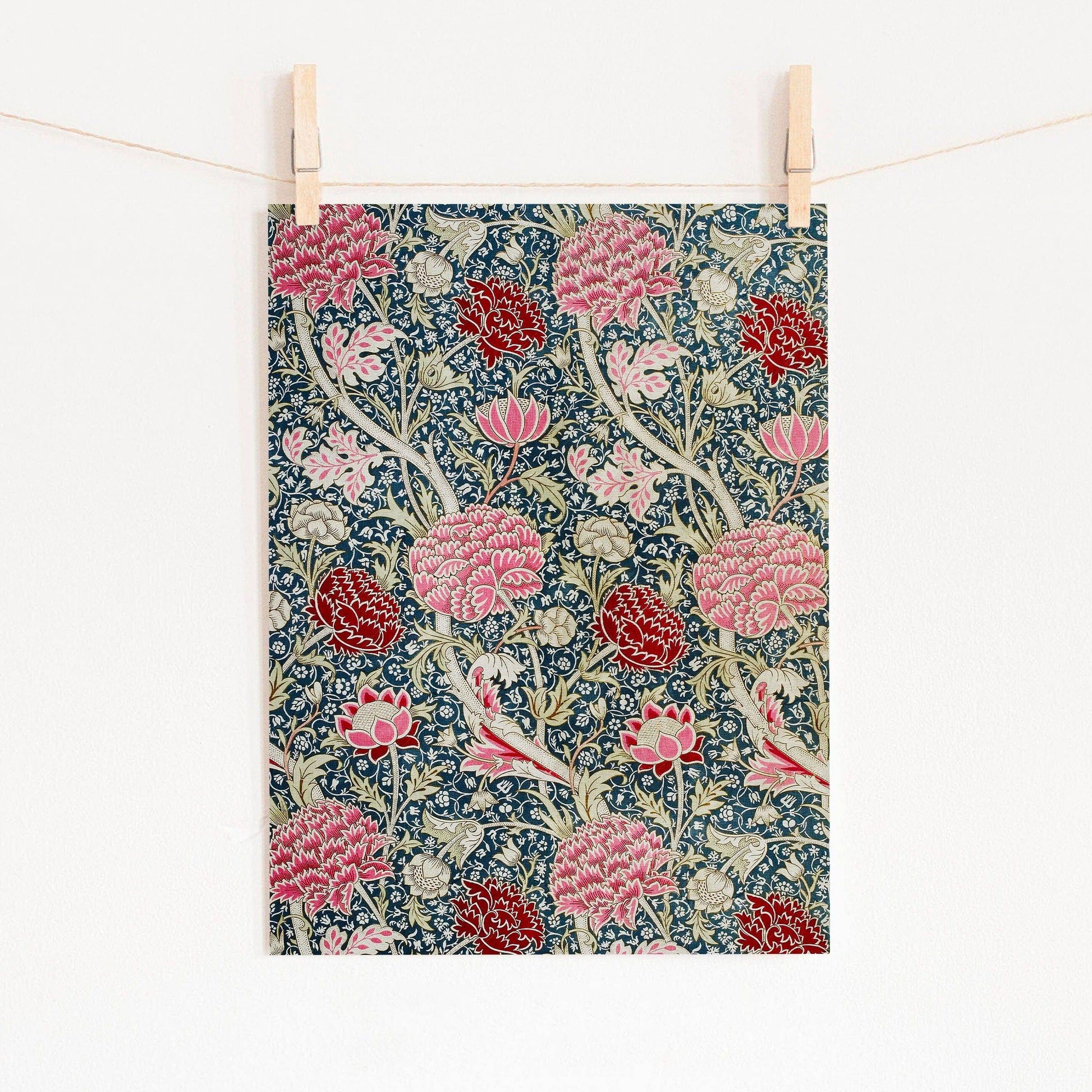 William Morris Print, Red and Pink Flowers Wall Art