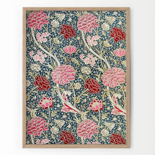 William Morris Print, Red and Pink Flowers Wall Art