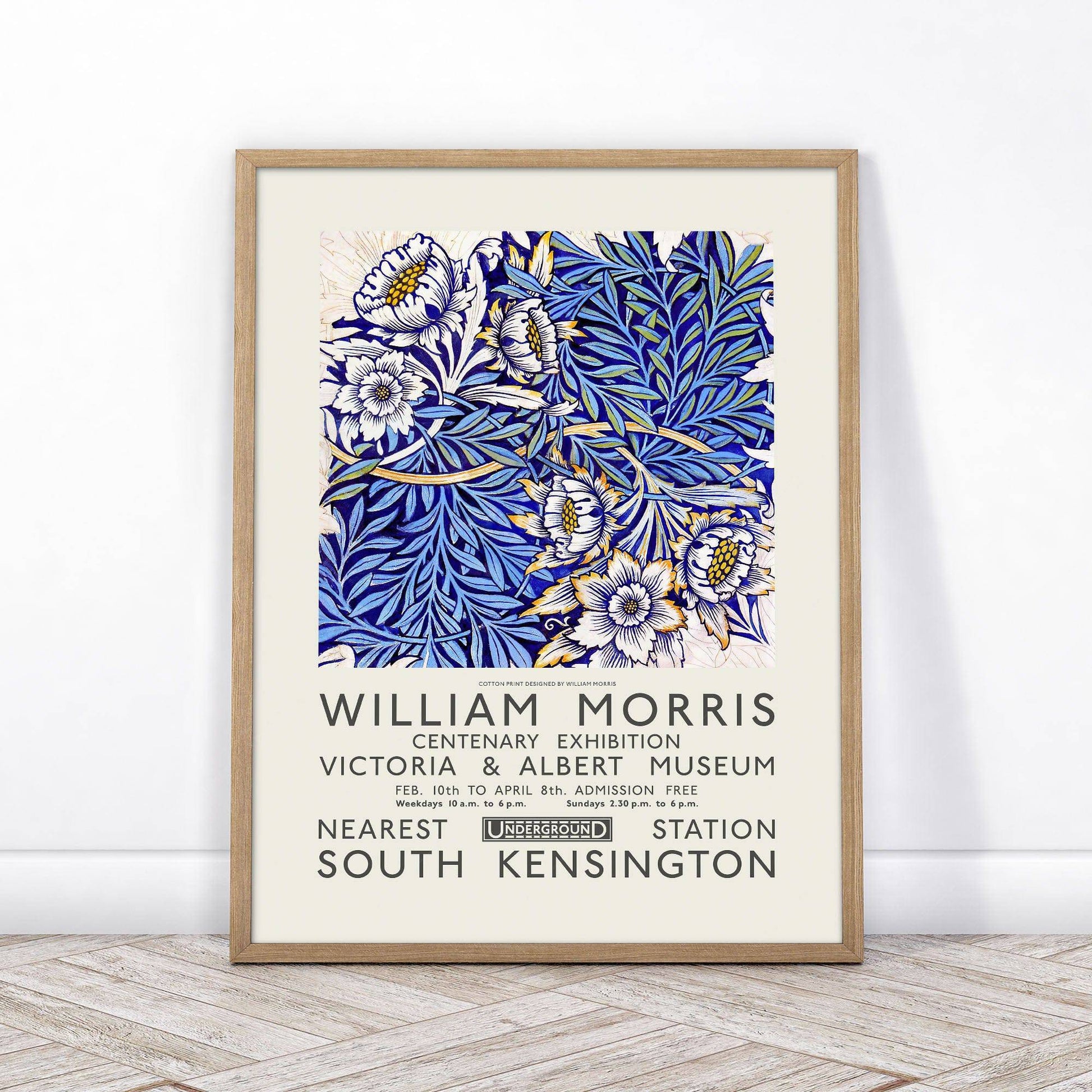 William Morris Print, Tulip and Willow Indigo, Exhibition Poster