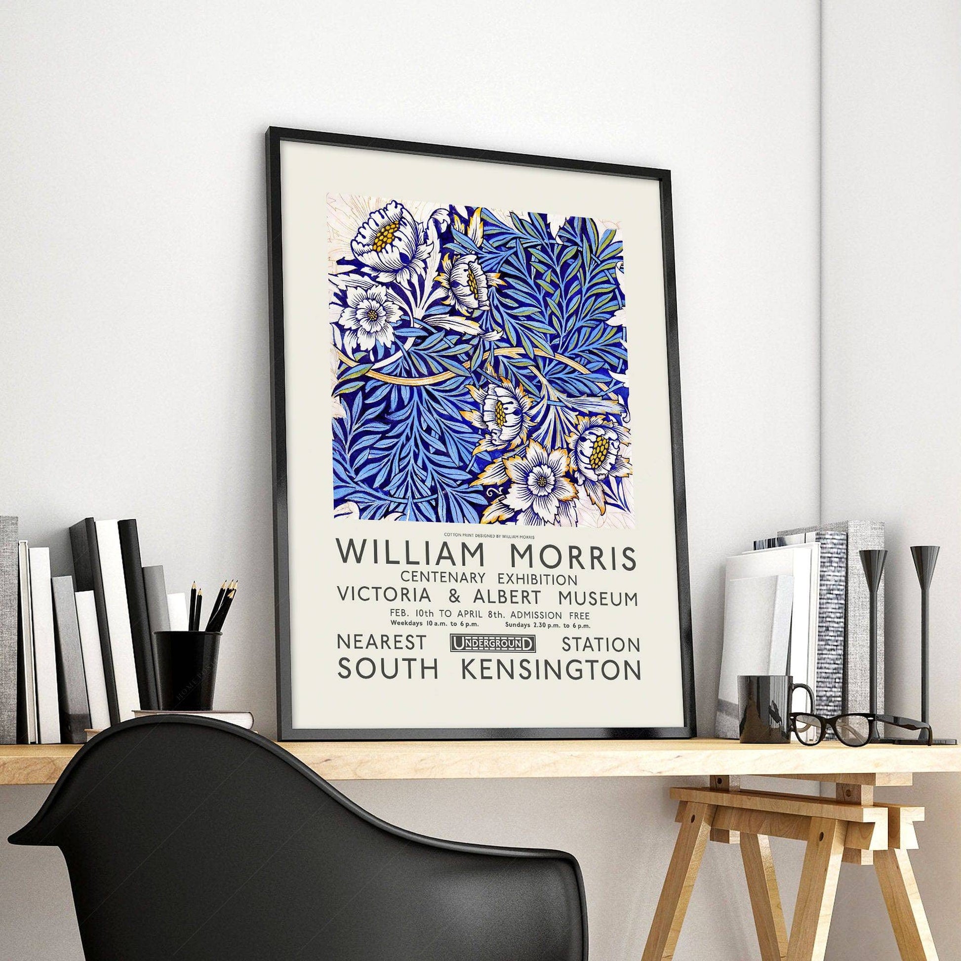 William Morris Print, Tulip and Willow Indigo, Exhibition Poster