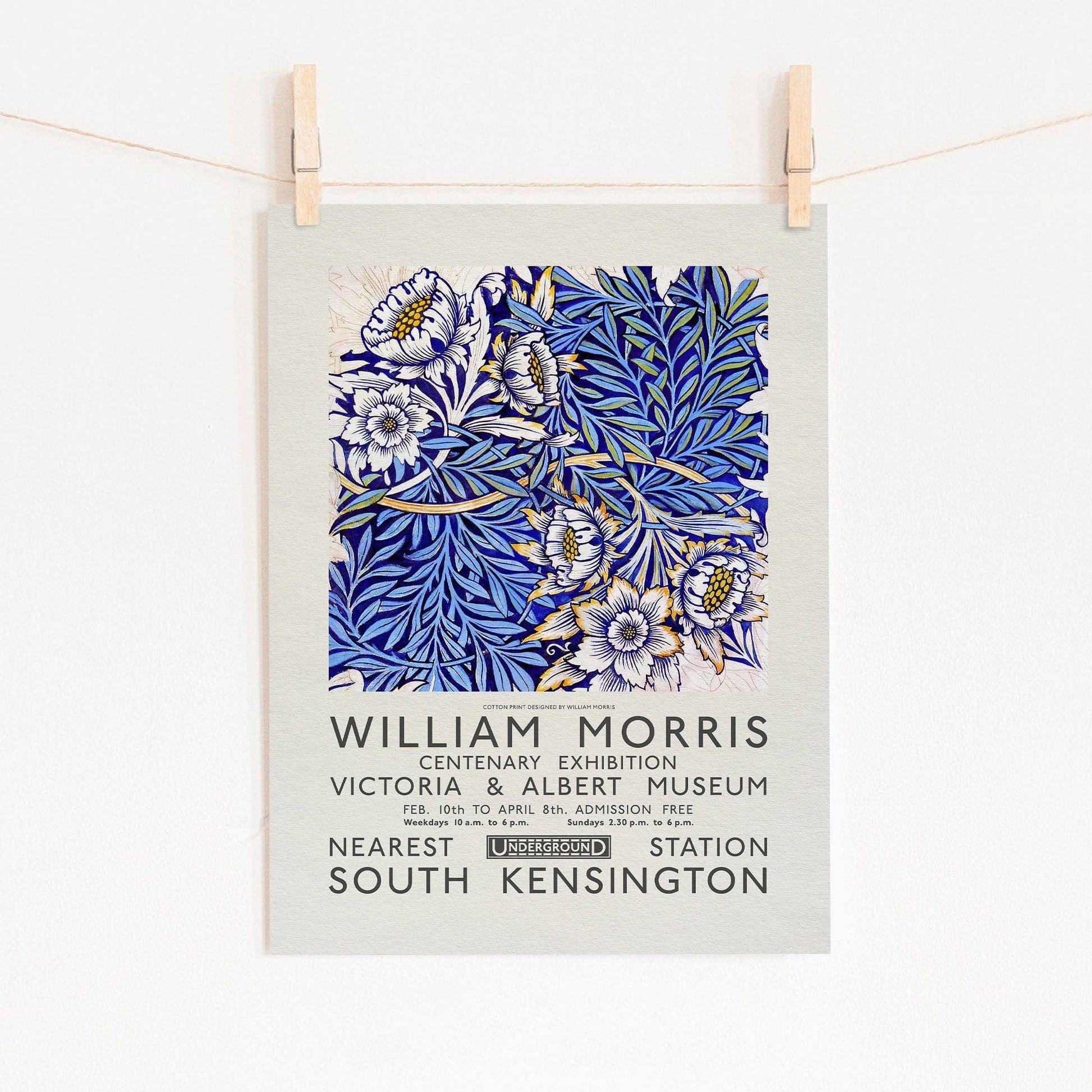 William Morris Print, Tulip and Willow Indigo, Exhibition Poster