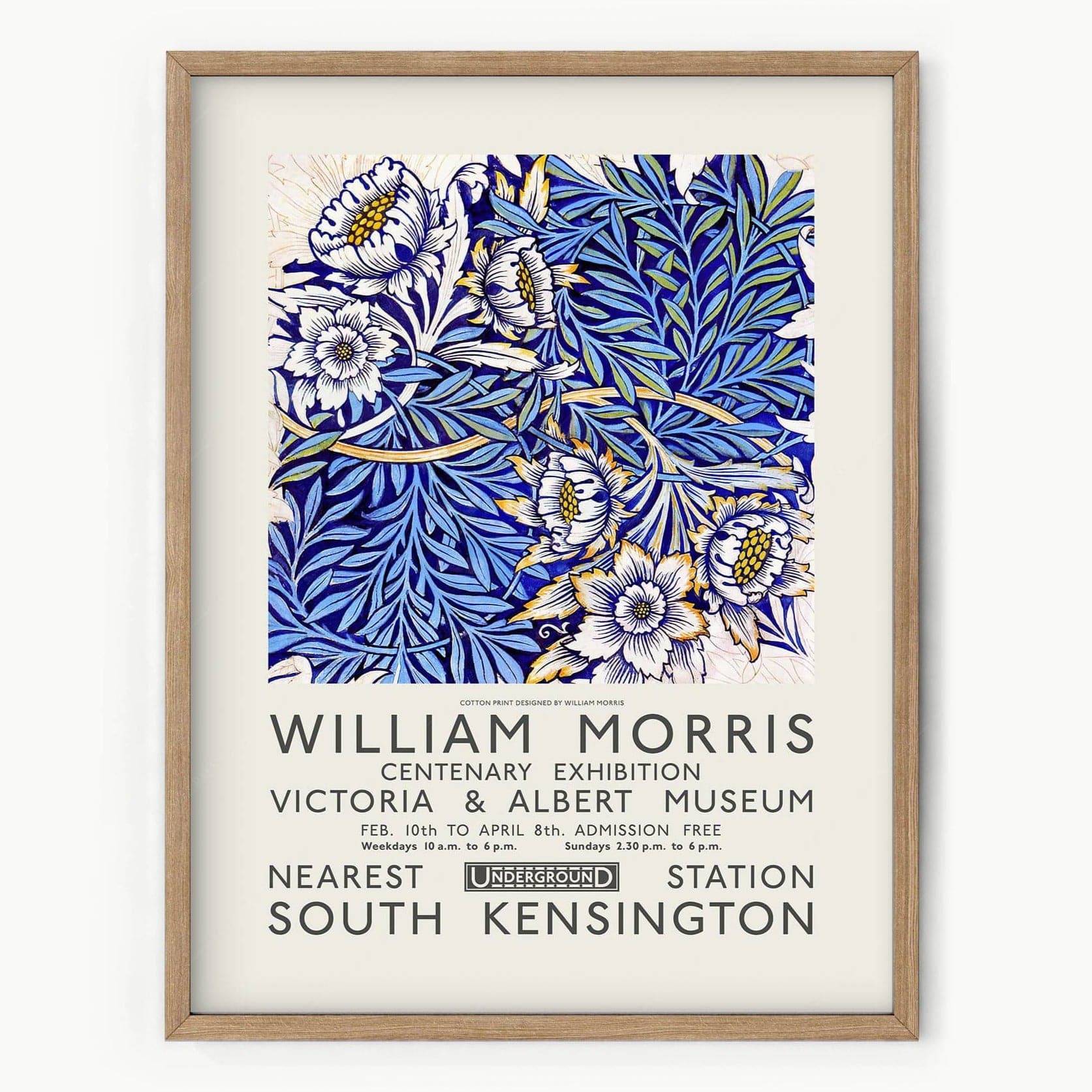 William Morris Print, Tulip and Willow Indigo, Exhibition Poster