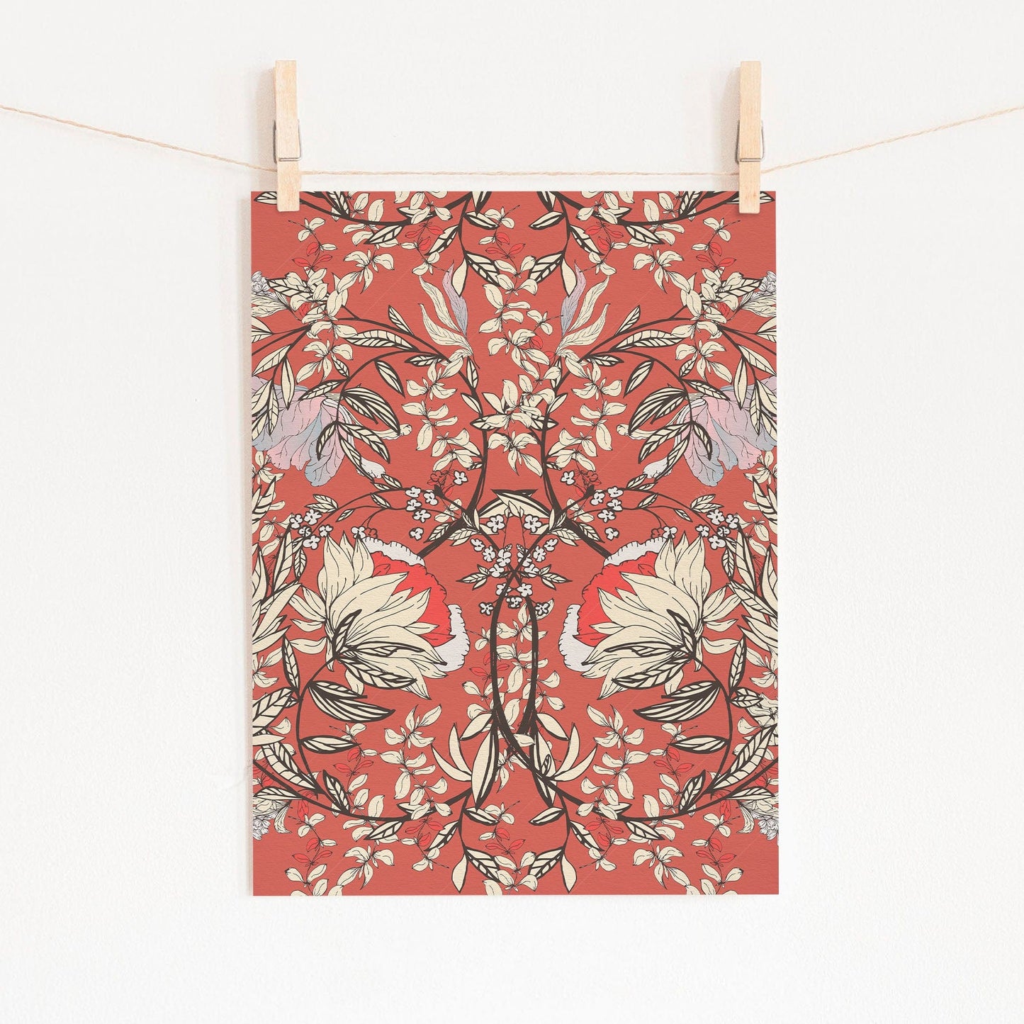 William Morris, Red floral pattern, Fine Art Print