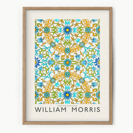 William Morris, Vine Pattern, Blue green, and orange, Fine Art Print