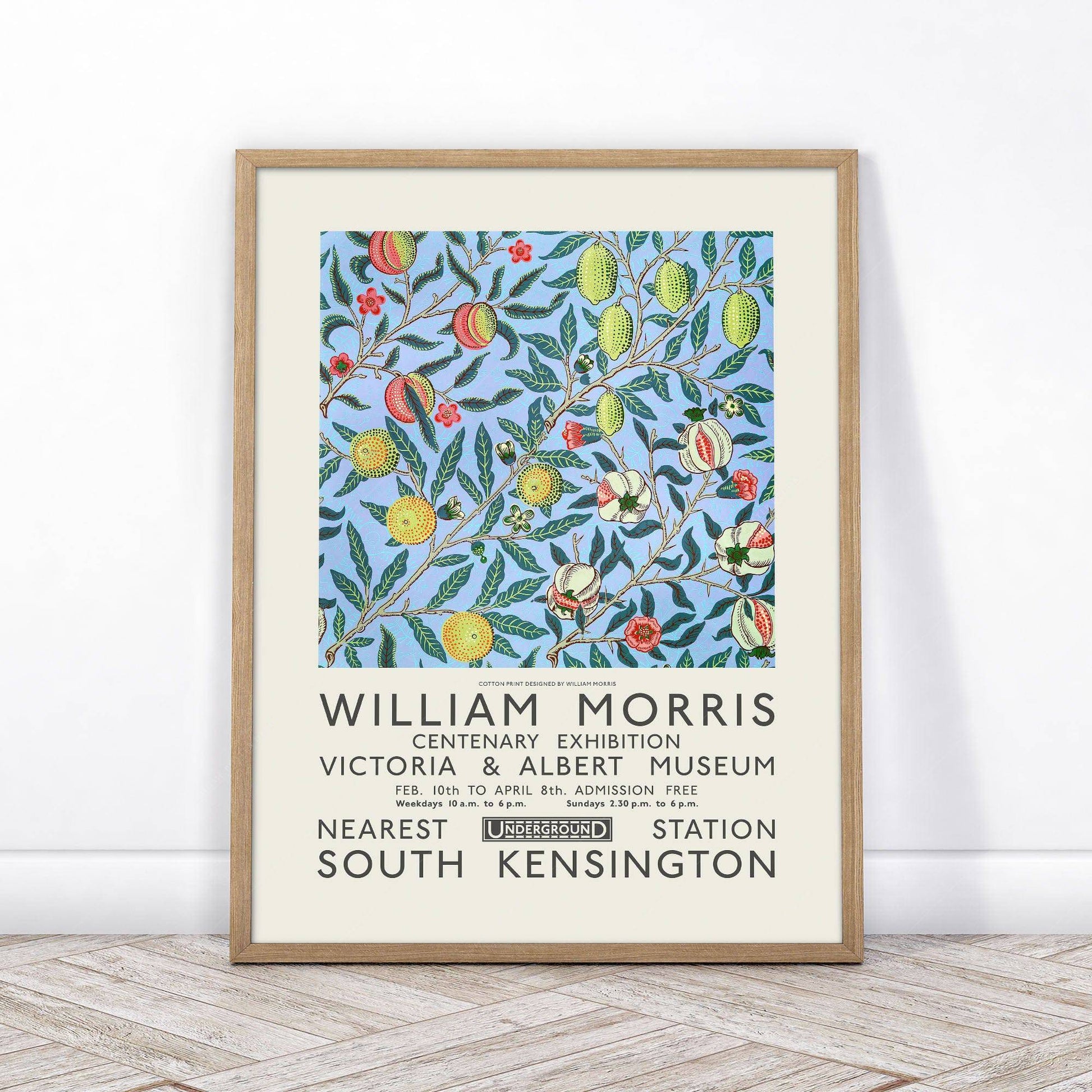 William Morris, William Morris, Fruit or Pomegranate Poster on blue background