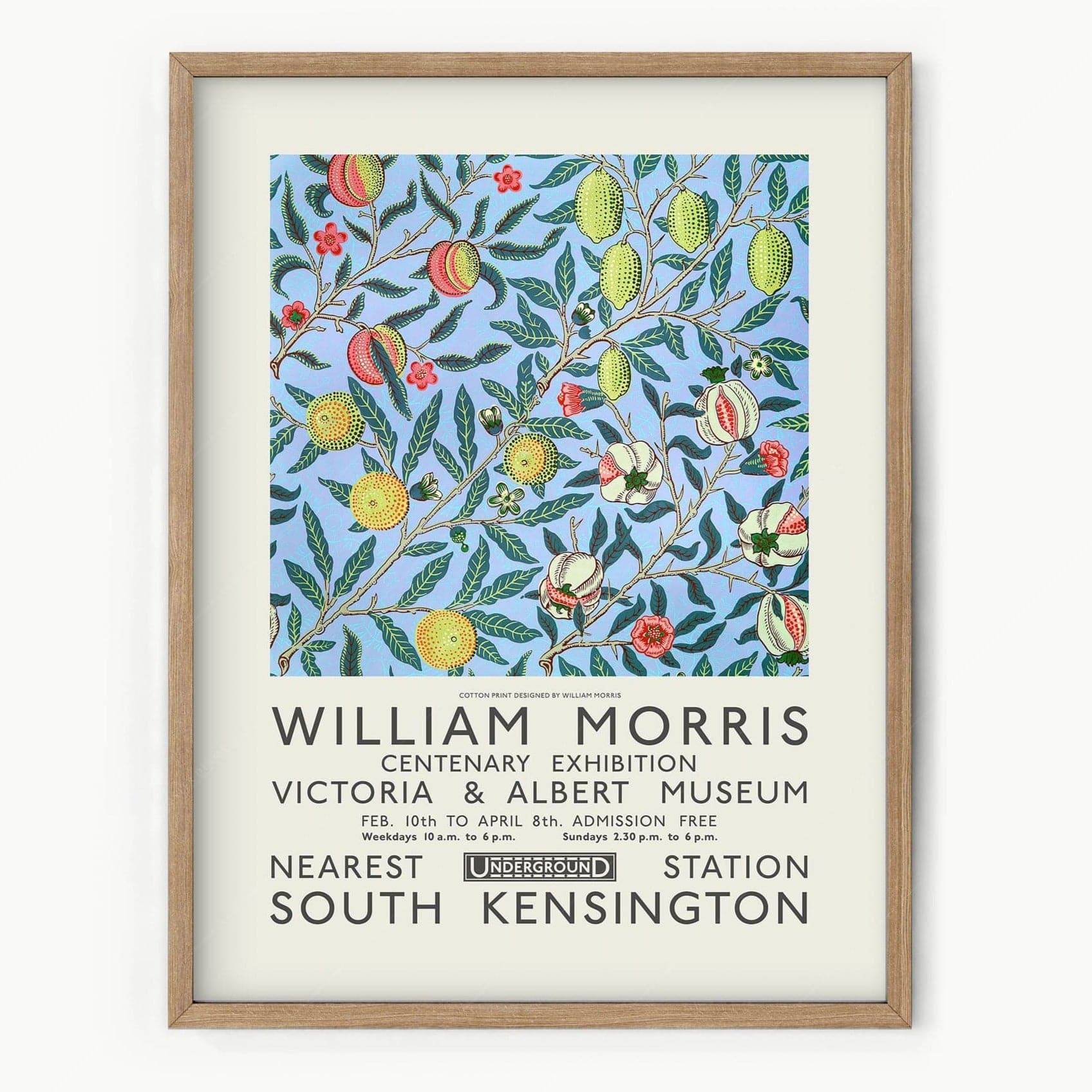 William Morris, William Morris, Fruit or Pomegranate Poster on blue background