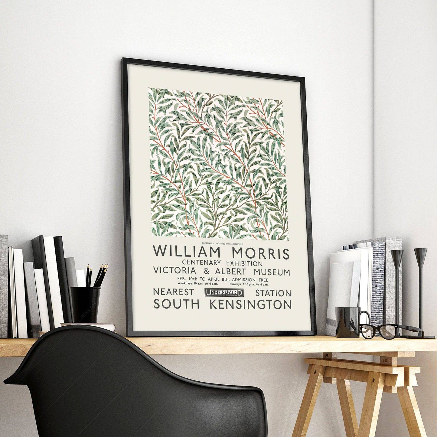 William Morris, Willow Bough, Green leaves branches, Fine Art Print