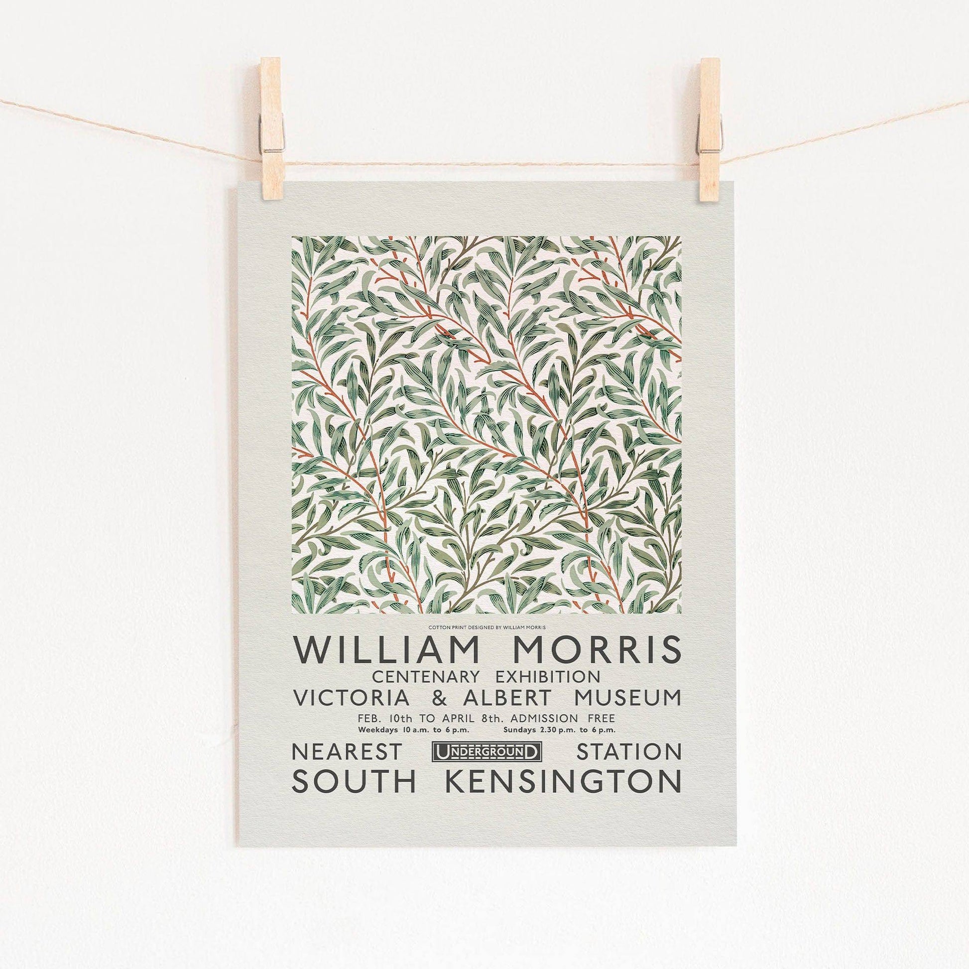 William Morris, Willow Bough, Green leaves branches, Fine Art Print