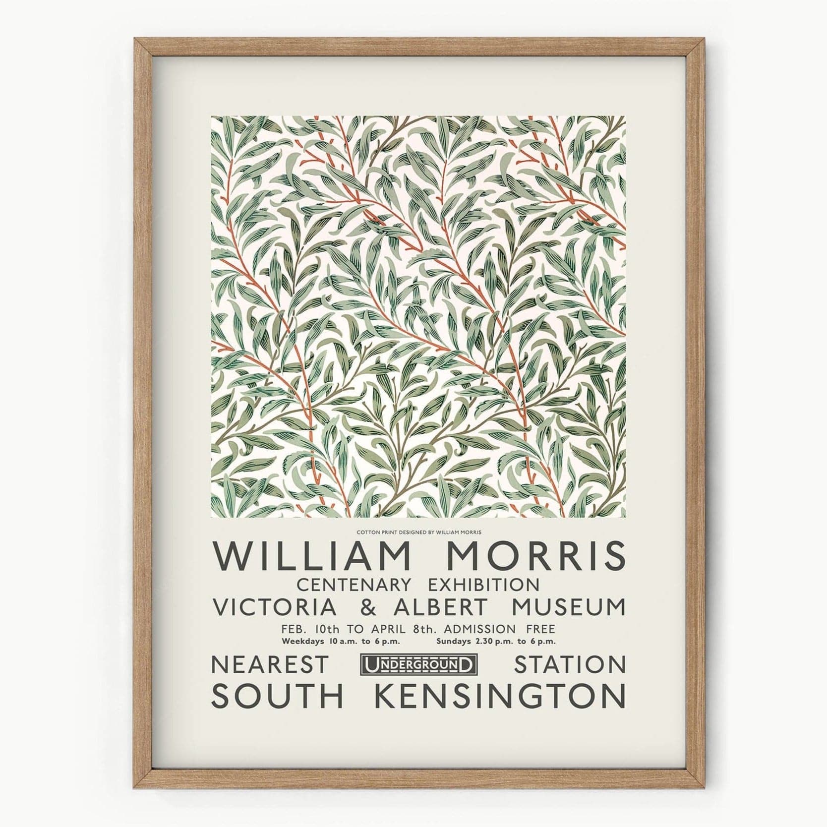 William Morris, Willow Bough, Green leaves branches, Fine Art Print