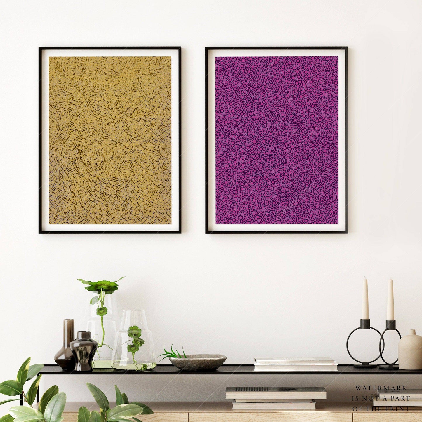 Yayoi Kusama Dot Prints, Contemporary Wall Decor, Set of 2 Wall Art