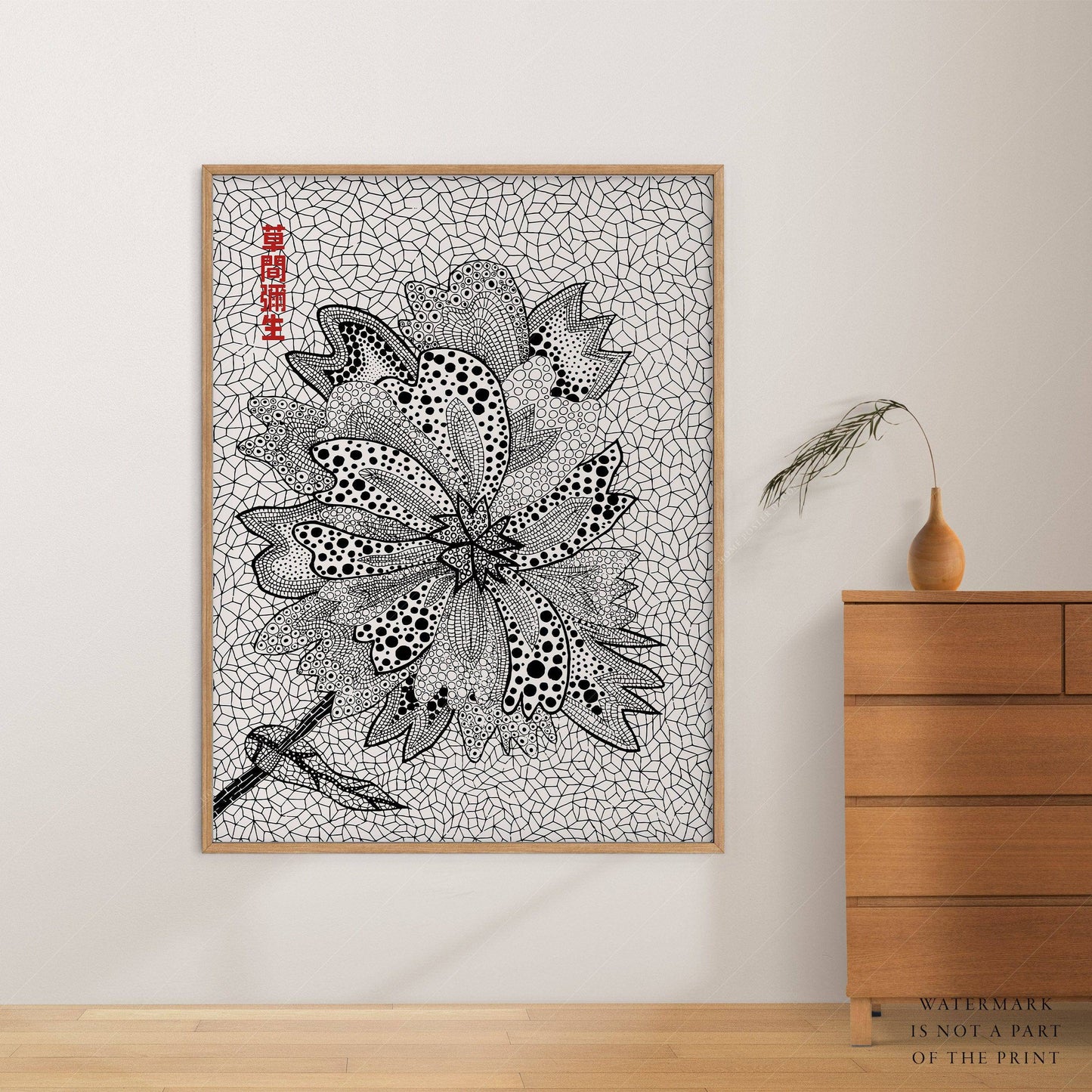 Yayoi Kusama, Floral Print, Contemporary Art, Black and White colors