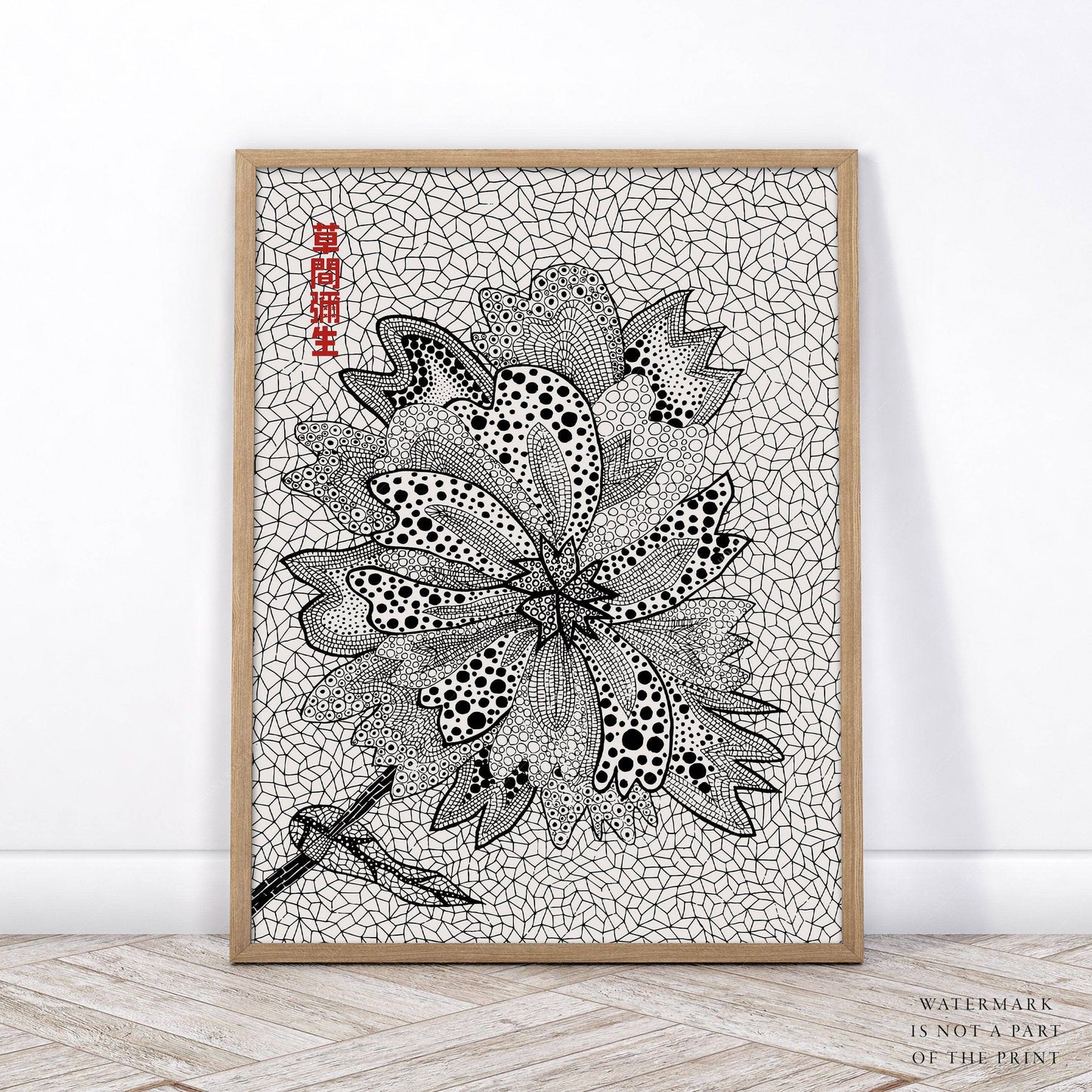 Yayoi Kusama, Floral Print, Contemporary Art, Black and White colors