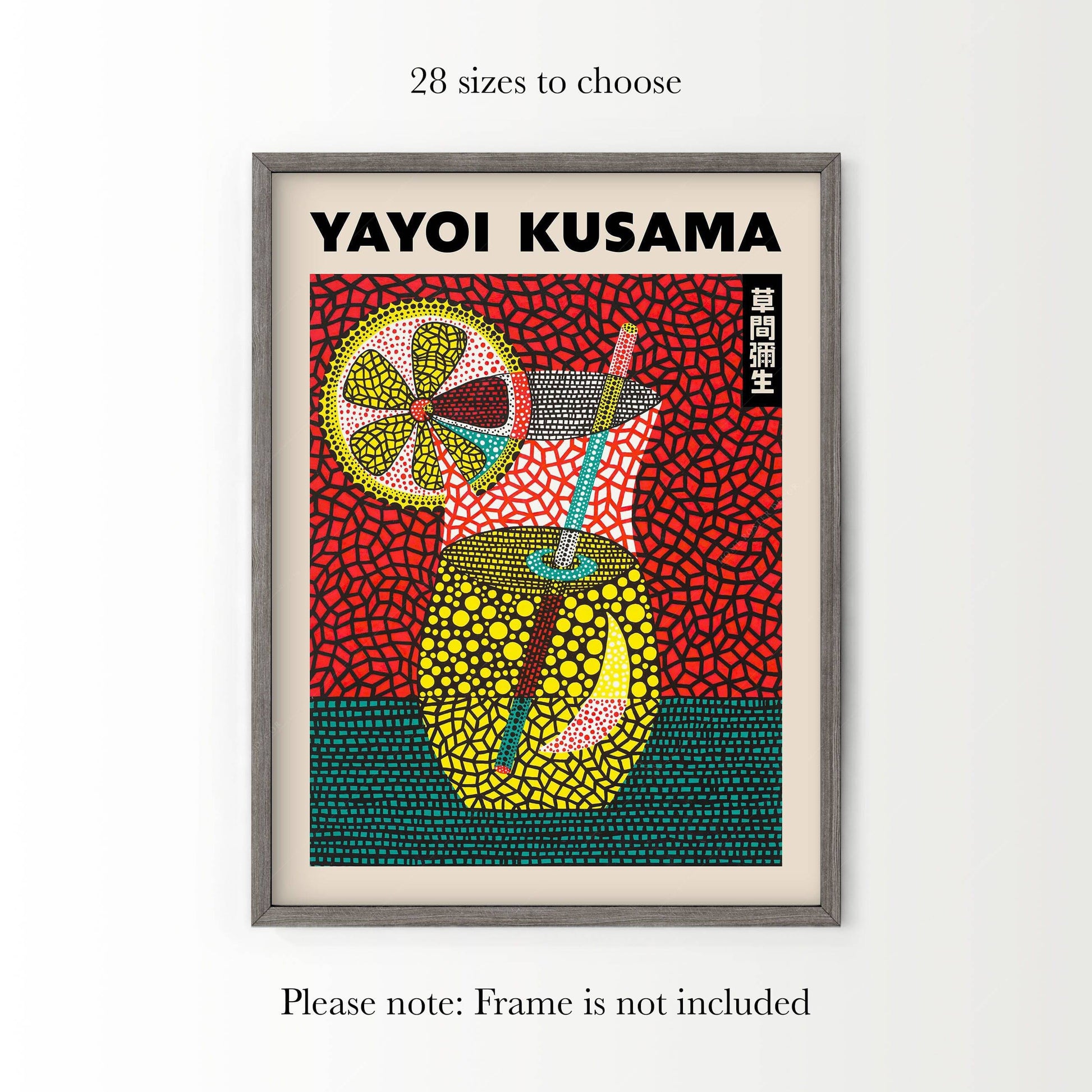 Yayoi Kusama Poster, Summer Cocktail Art, Above Bar Cart Wall Decor