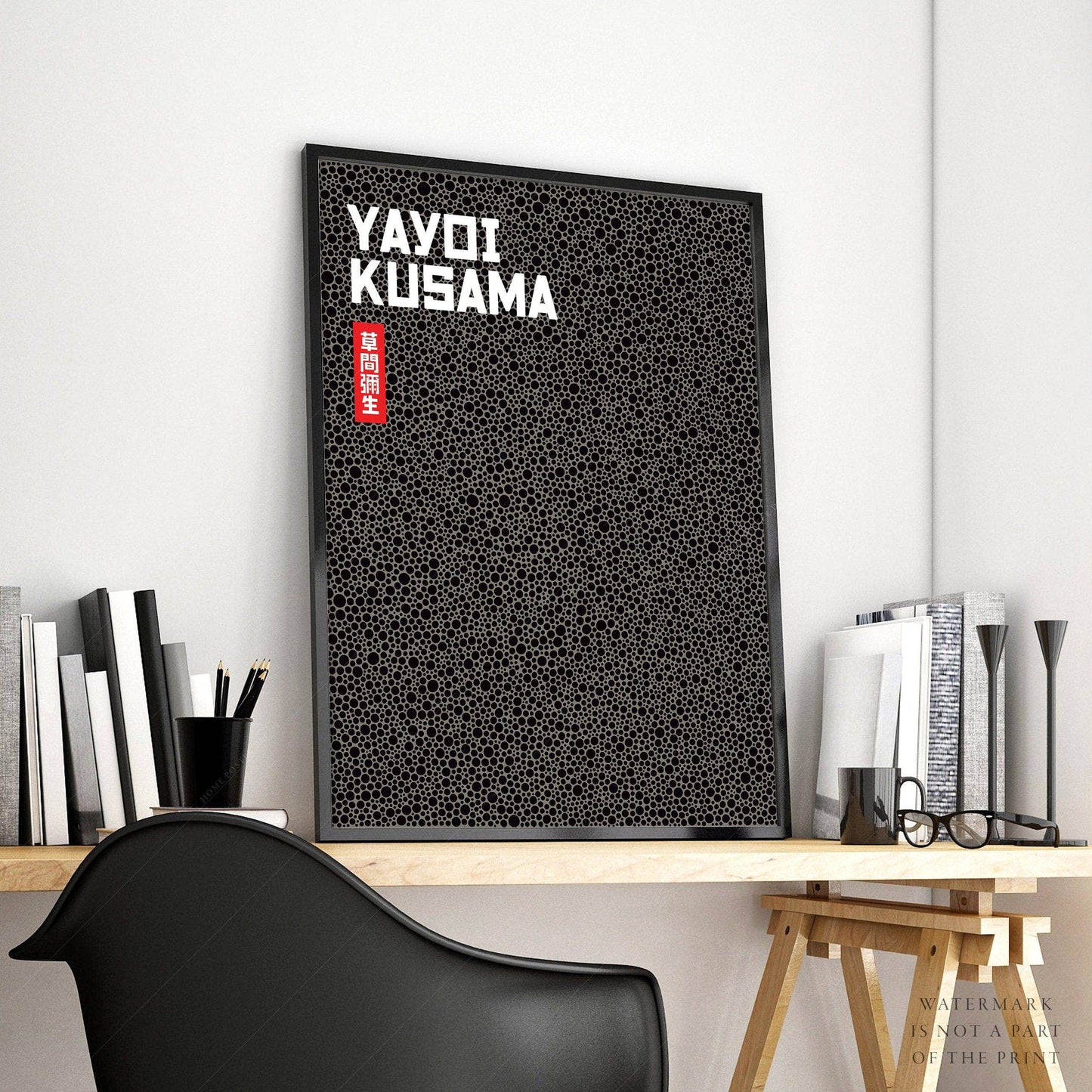 Yayoi Kusama Print, Contemporary Wall Decor, Black Dots