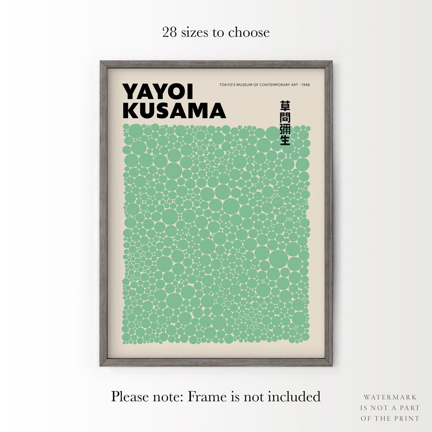 Yayoi Kusama Print, Contemporary Wall Decor, Green Dots