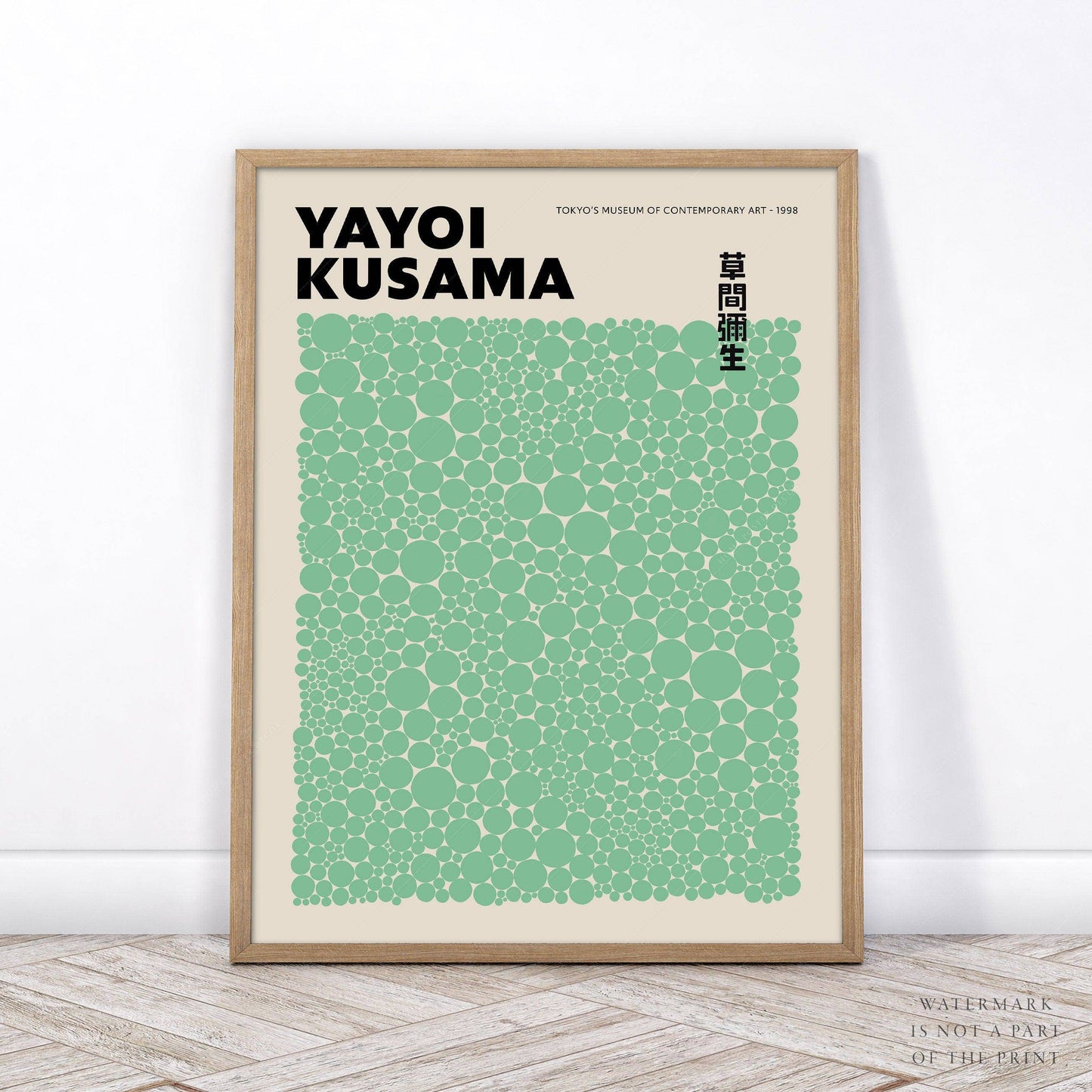Yayoi Kusama Print, Contemporary Wall Decor, Green Dots