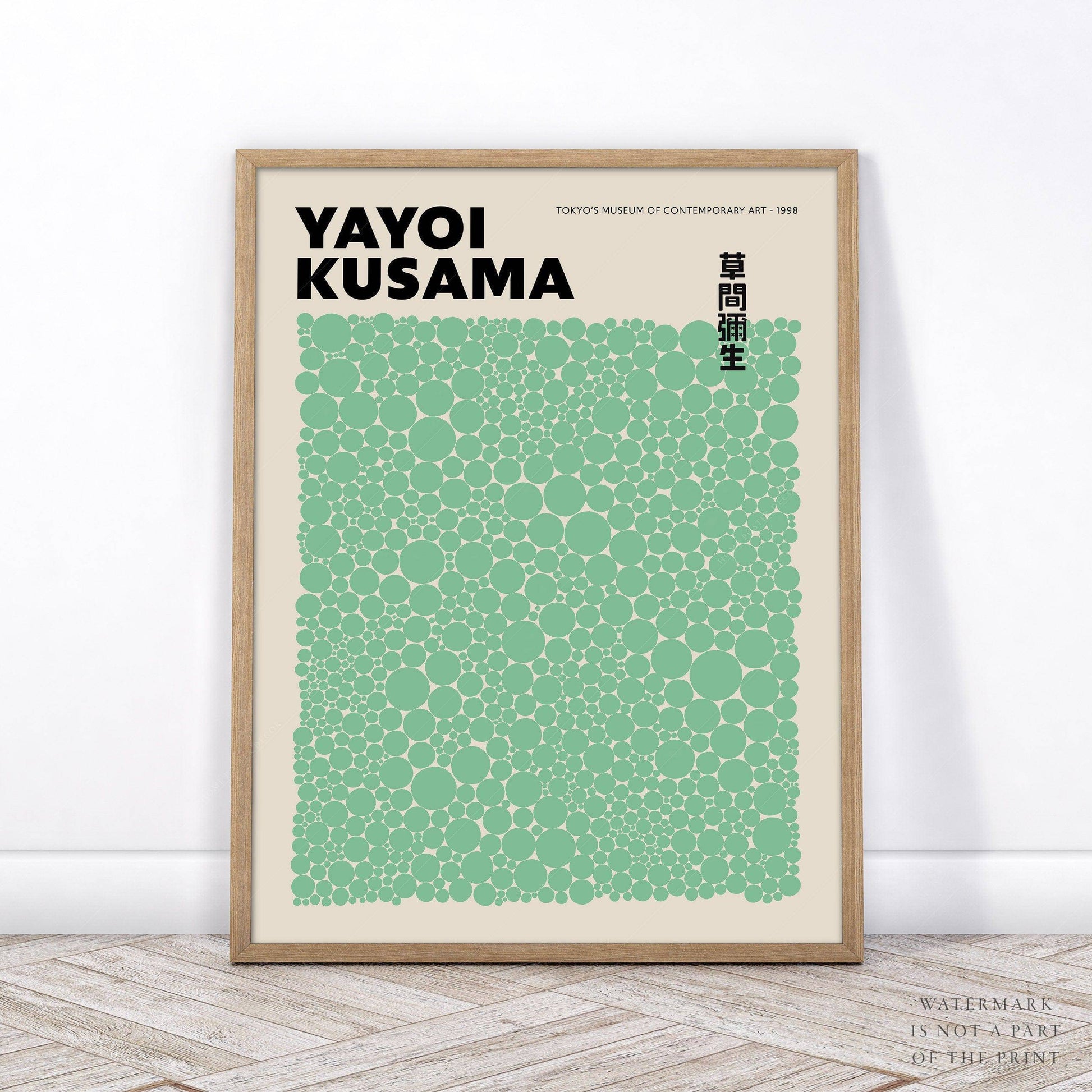 Yayoi Kusama Print, Contemporary Wall Decor, Green Dots
