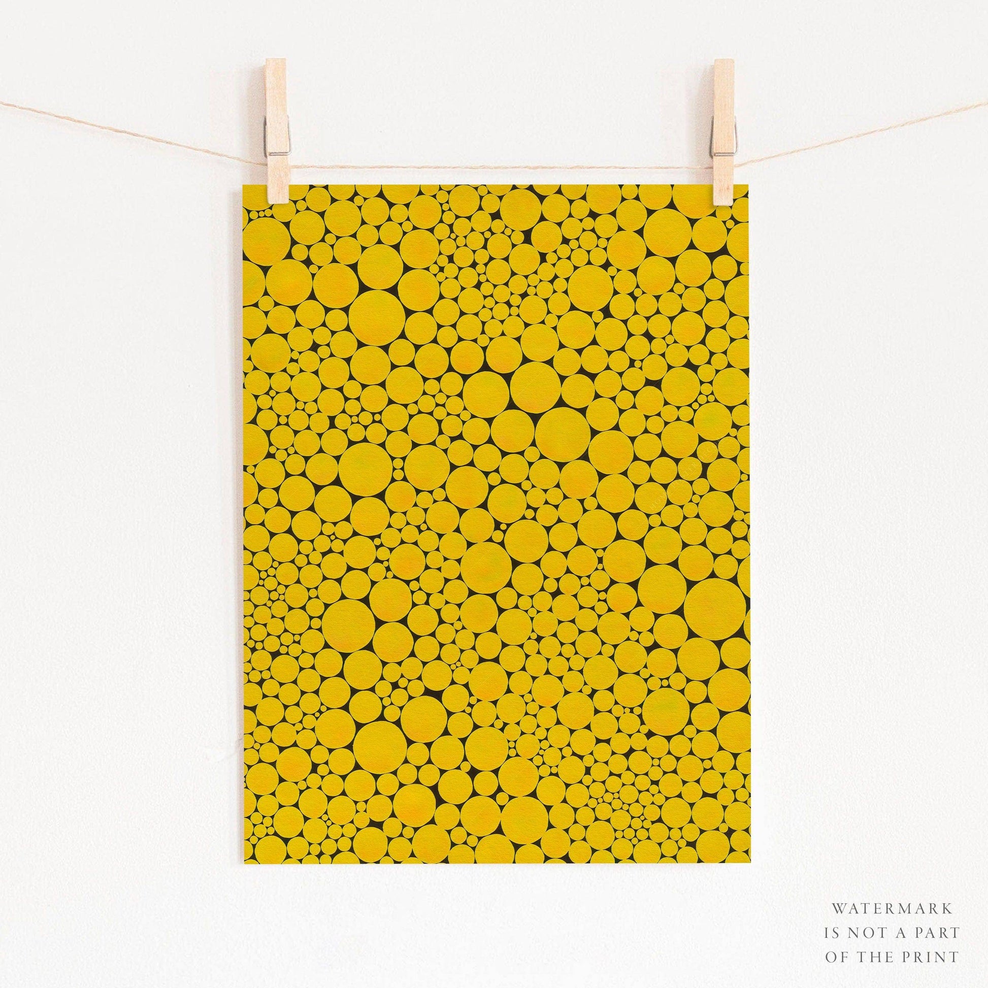 Yayoi Kusama Print, Contemporary Wall Decor, Yellow Dots