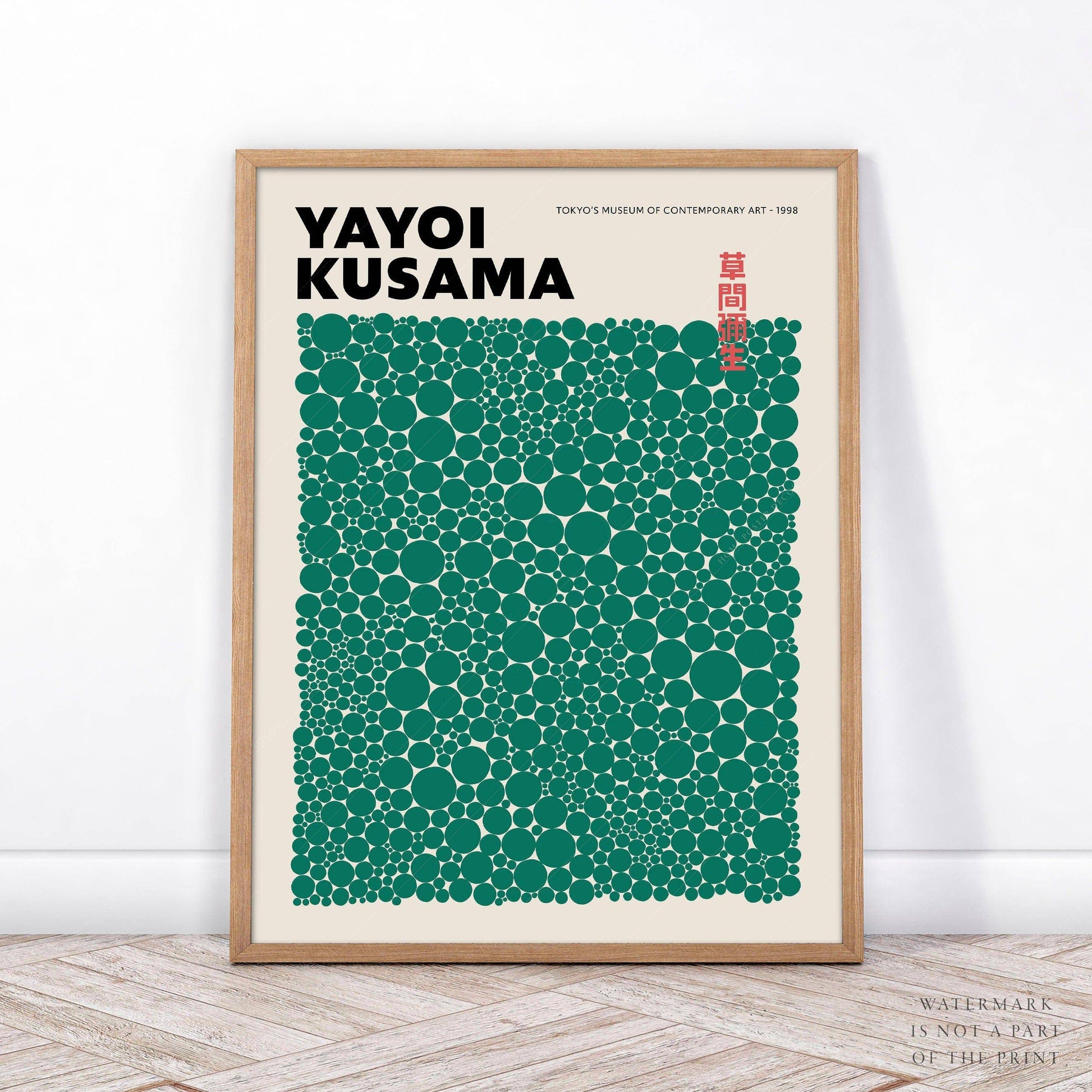 Yayoi Kusama Print, Contemporary Wall Decor, Green Dots