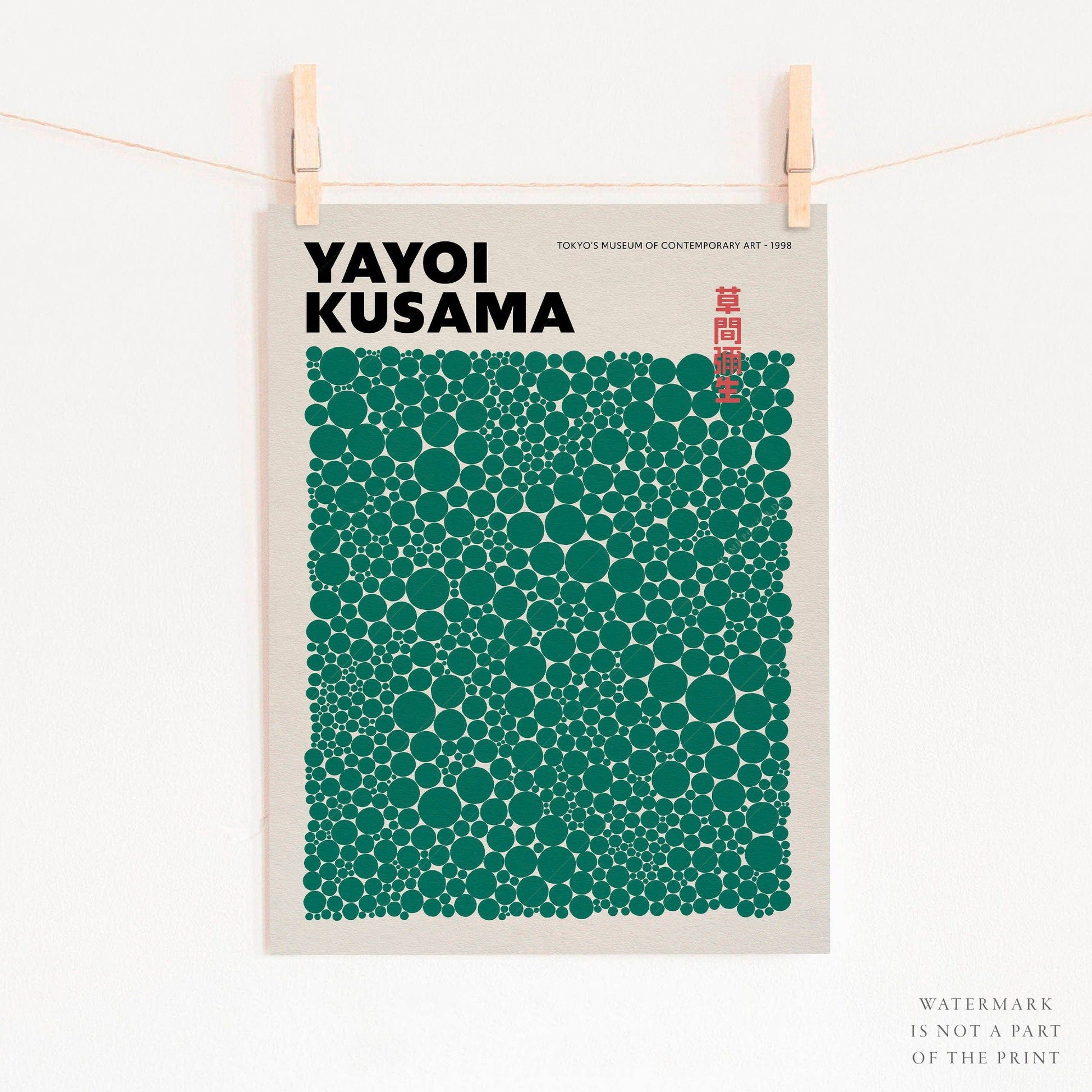 Yayoi Kusama Print, Contemporary Wall Decor, Green Dots