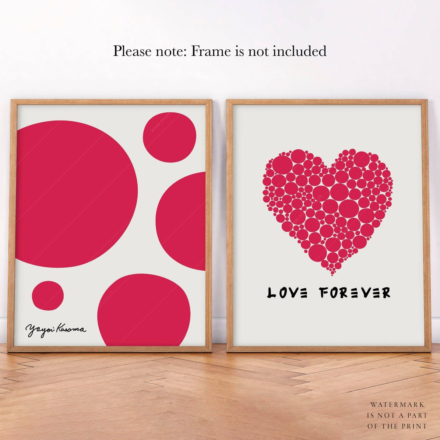 Yayoi Kusama Print, Love Forever, Set of 2 Wall Art