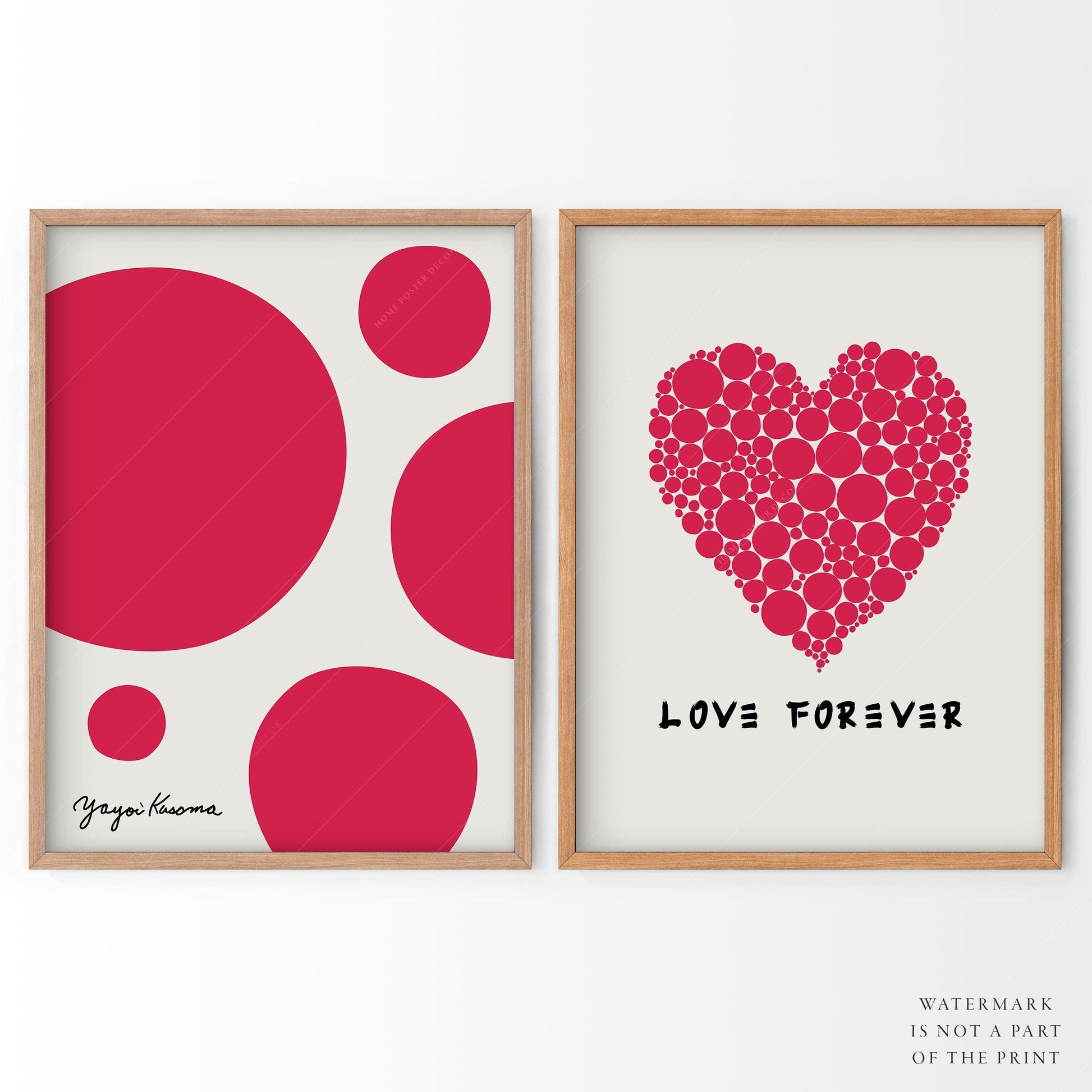 Yayoi Kusama Print, Love Forever, Set of 2 Wall Art