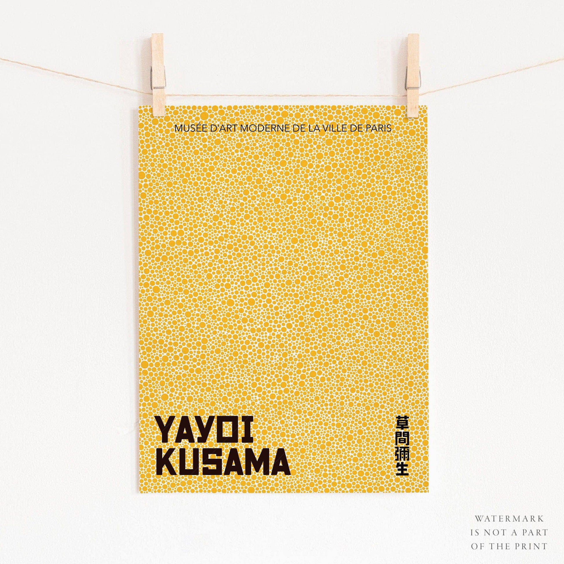 Yayoi Kusama Print, Yellow Dots, Exhibition poster