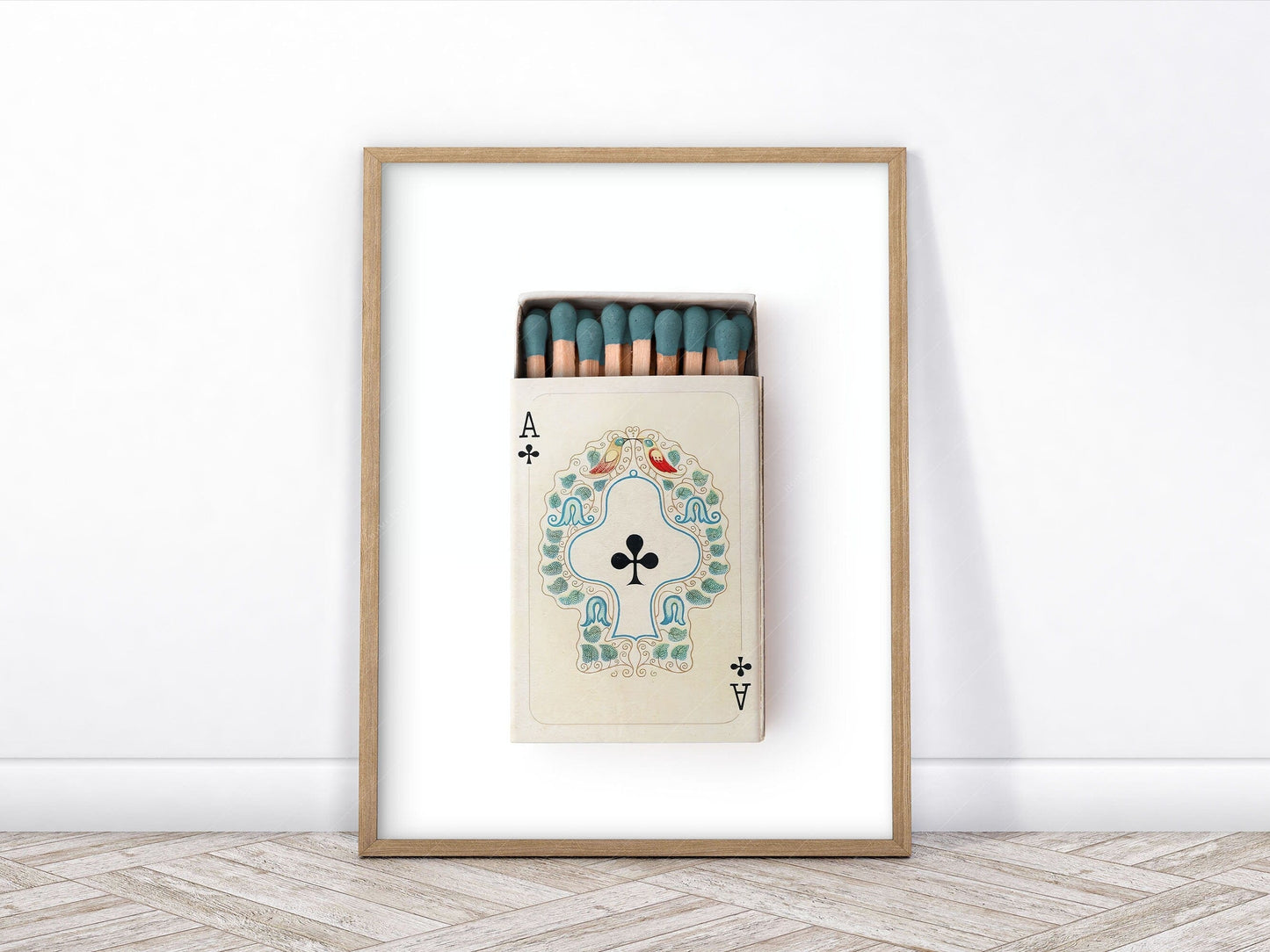 Home Poster Decor Ace of clubs Playing cards poster Retro wall art Aesthetic room Vintage matchbox photography Chic home decor Eclectic Print Gift for her him