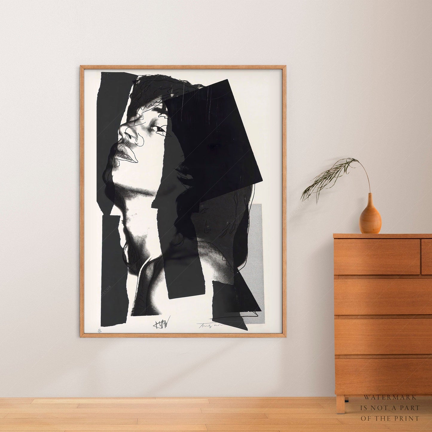 Andy Warhol Single Andy Warhol, Mick Jagger, British Rock, The Rolling Stones, Pop Art, Retro Poster, Portrait Print, Modern Black White, Young Jagger, Music