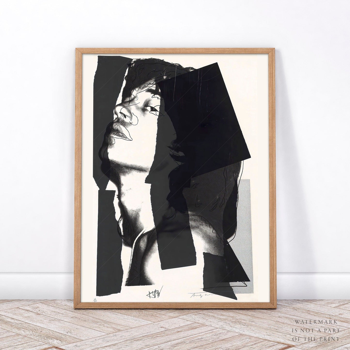 Andy Warhol Single Andy Warhol, Mick Jagger, British Rock, The Rolling Stones, Pop Art, Retro Poster, Portrait Print, Modern Black White, Young Jagger, Music