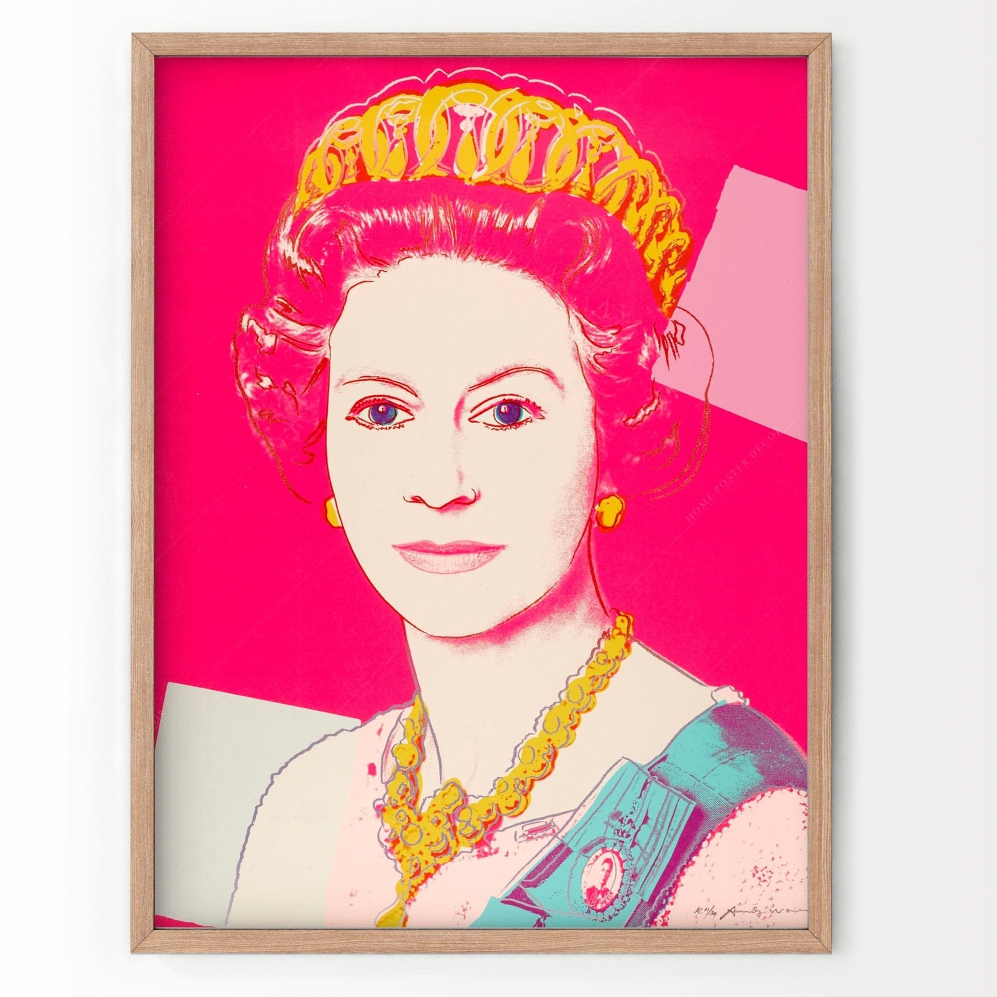 Andy Warhol Single Andy Warhol Poster, Queen Elizabeth II, The Crown, Pop Art, Famous Portrait, British Royal Family, Modern Print, Museum Print, Bright Pink