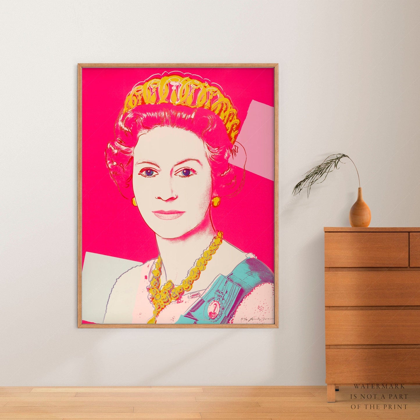 Andy Warhol Single Andy Warhol Poster, Queen Elizabeth II, The Crown, Pop Art, Famous Portrait, British Royal Family, Modern Print, Museum Print, Bright Pink