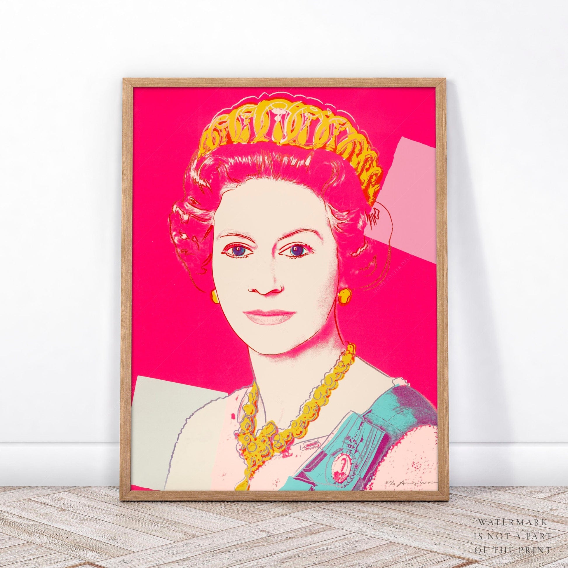 Andy Warhol Single Andy Warhol Poster, Queen Elizabeth II, The Crown, Pop Art, Famous Portrait, British Royal Family, Modern Print, Museum Print, Bright Pink