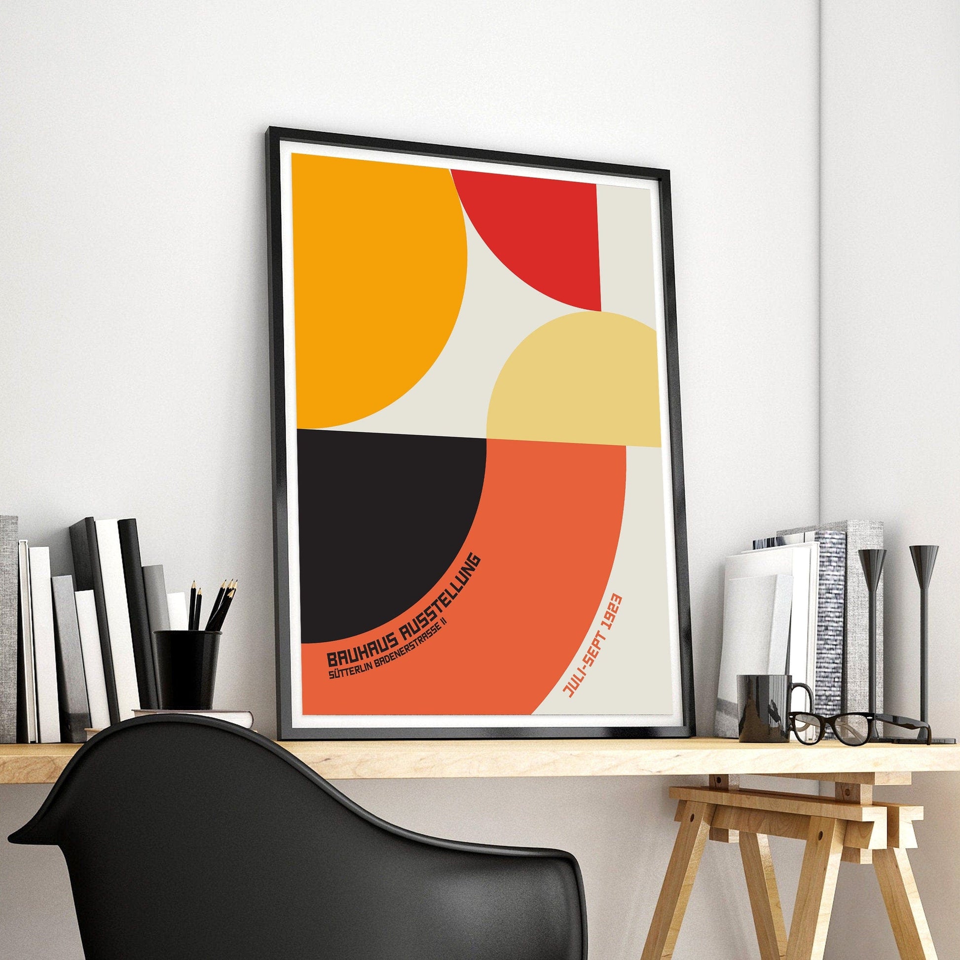 Home Poster Decor Single Bauhaus poster, Colourful Geometric Print, Orange Print, Minimalist Wall Decor, Gift Idea, Bauhaus Exhibition, Modern Design, Bauhaus Art