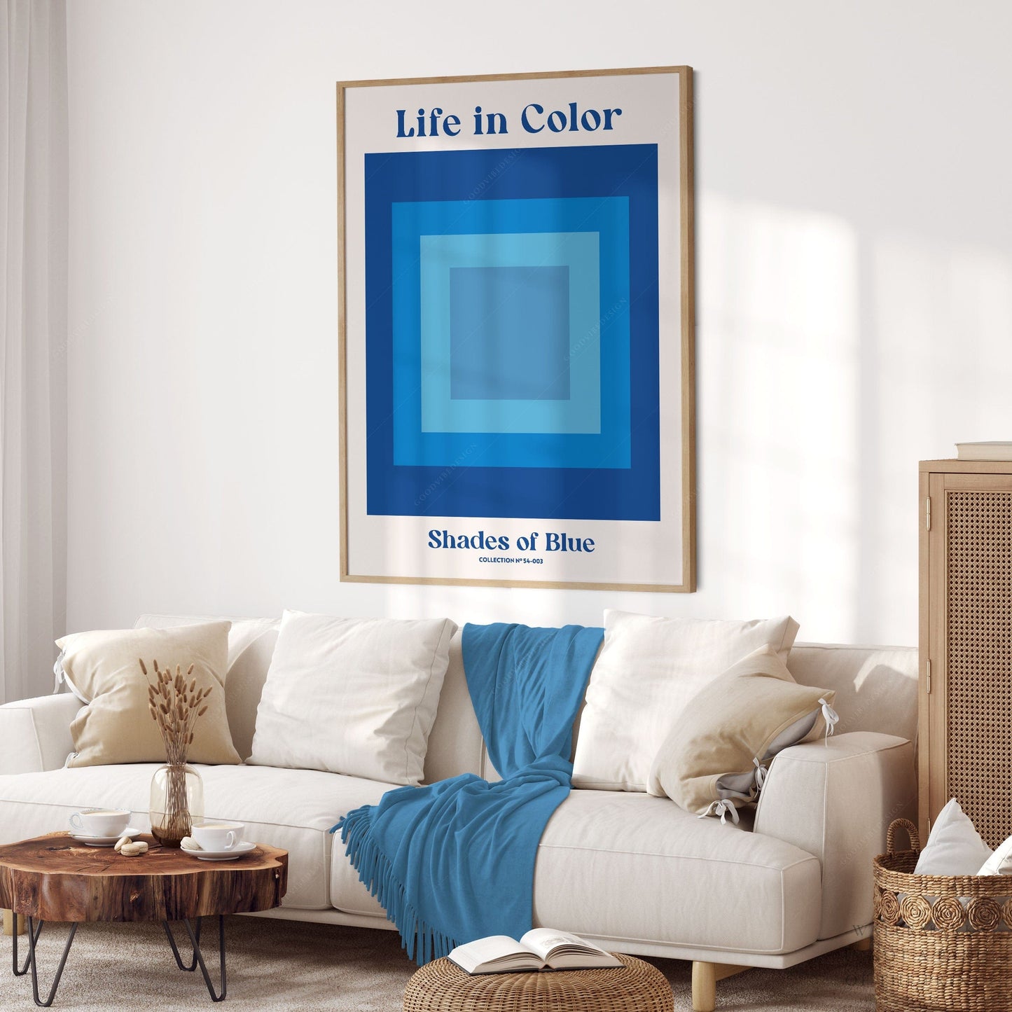 Home Poster Decor Blue Wall Art, Modern Decor, Minimalist Artwork, Colorful Decor, Apartment Decor, Square shapes, Gift for him, Office Decor, Dark blue  3