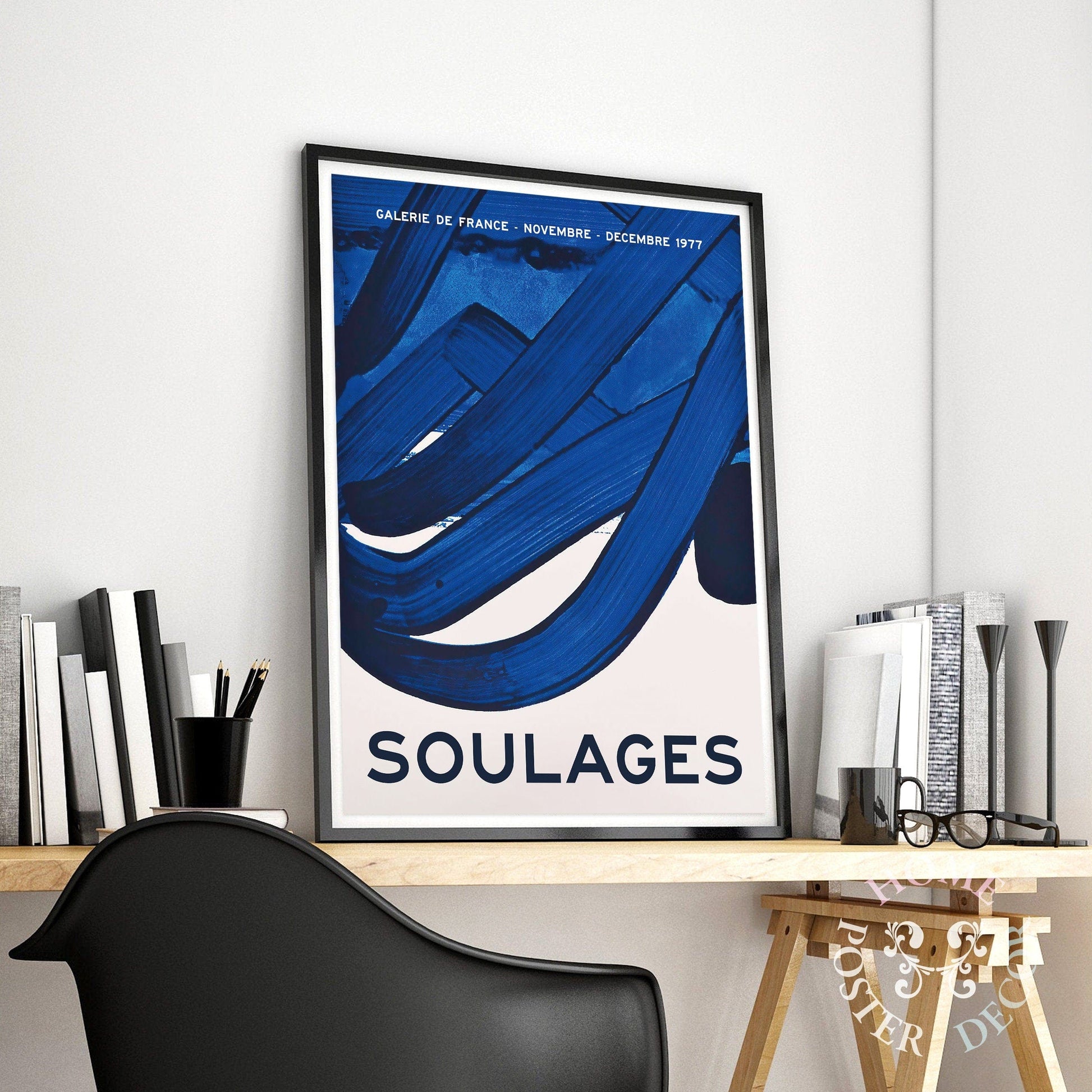 Home Poster Decor Single Blue Wall Art, Modern Poster, Soulages Exhibition Poster, Pierre Soulages, Minimalist Print, Large Sizes Print, Gift Idea, Modern Living