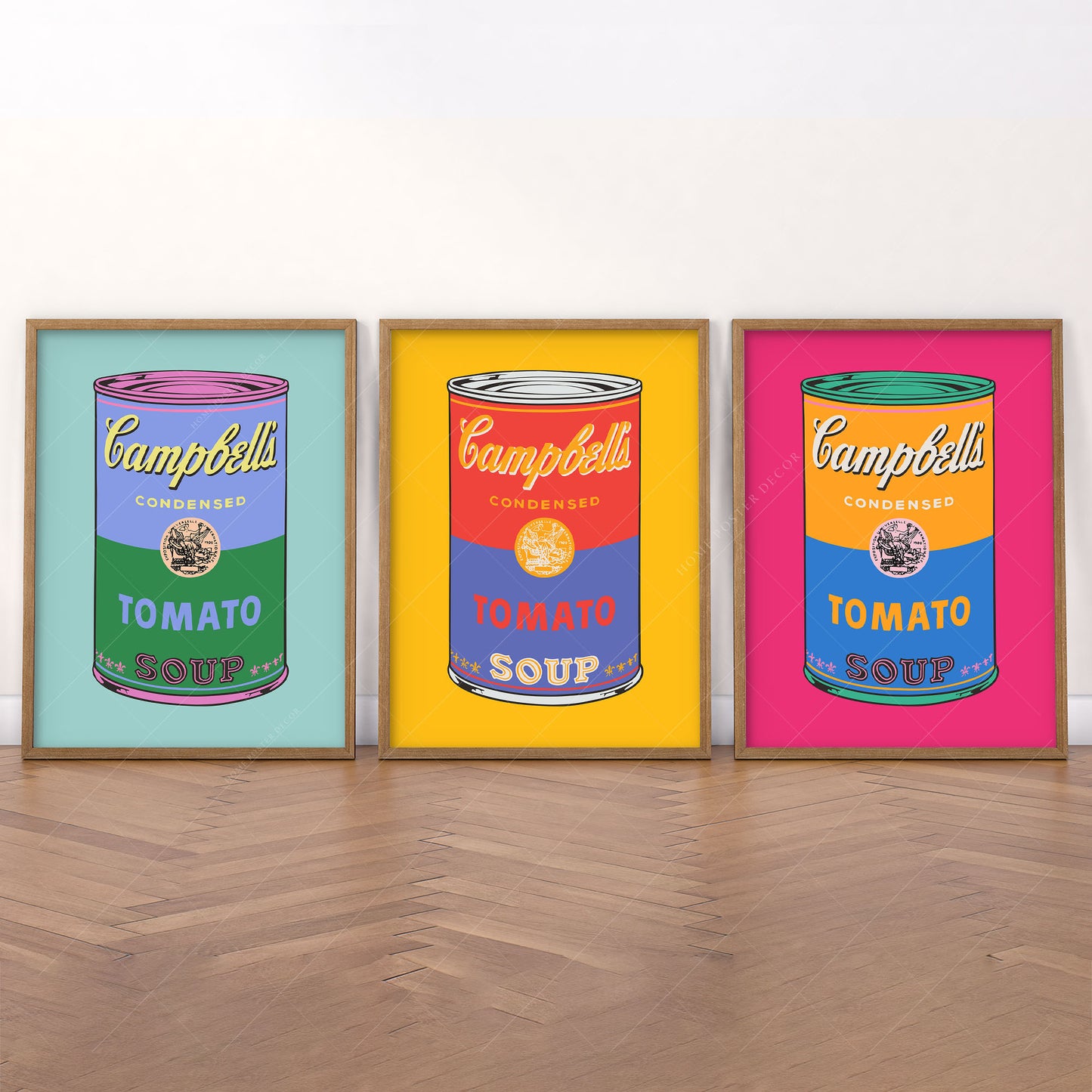 Pop Art Tomato Soup Print Set of 3 – Colorful Retro Kitchen Wall Art