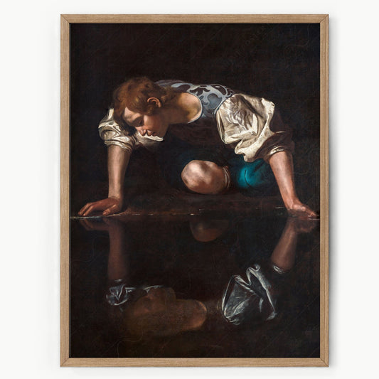 Caravaggio, Narcissus painting, Fine Art Print