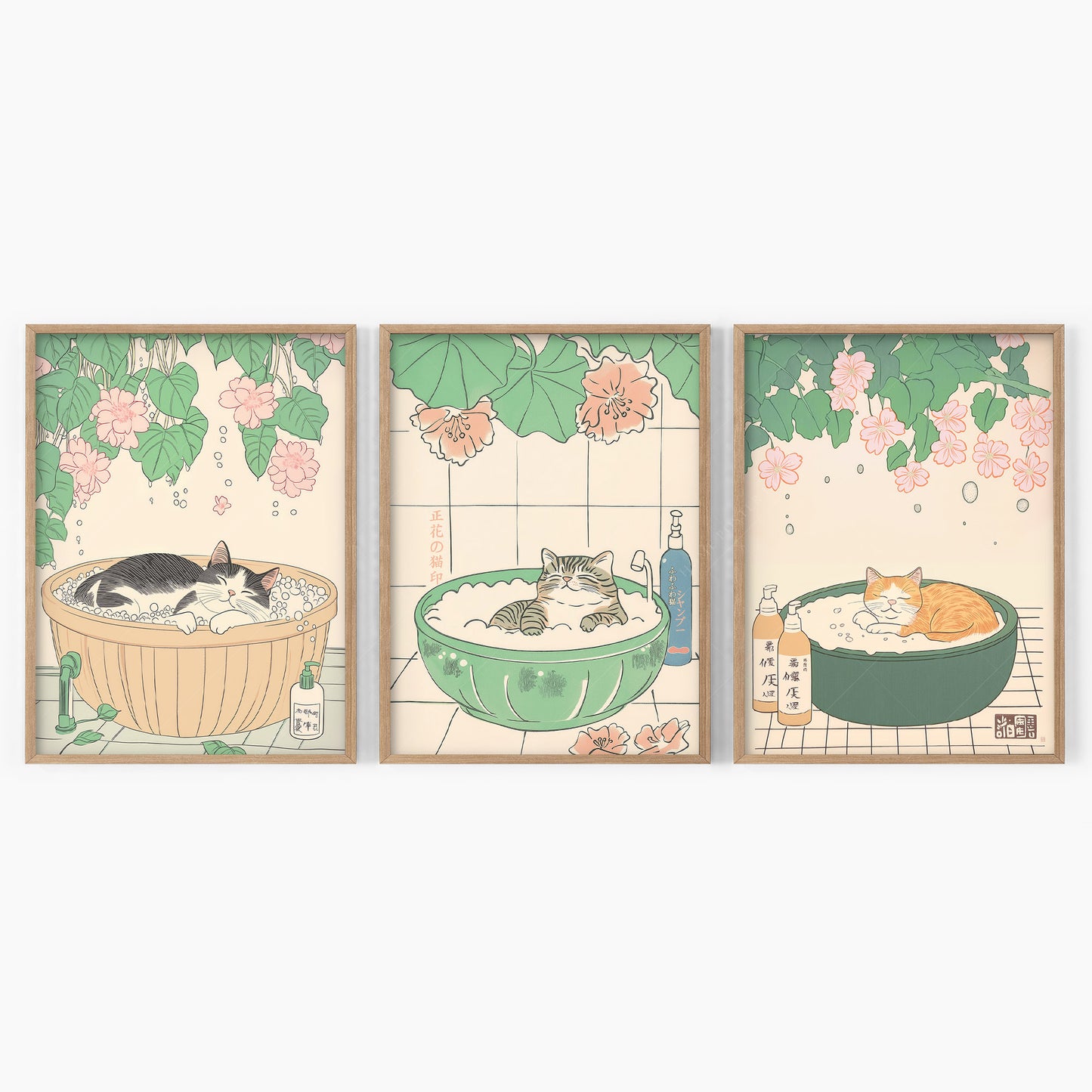 Set of Three Japandi Prints – Cat Prints