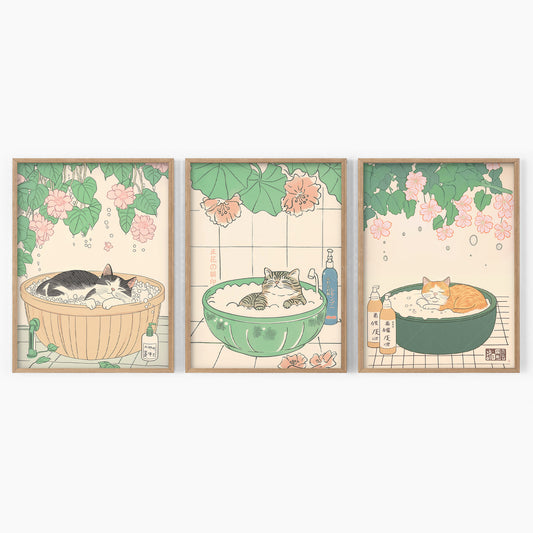 Set of Three Japandi Prints – Cat Prints