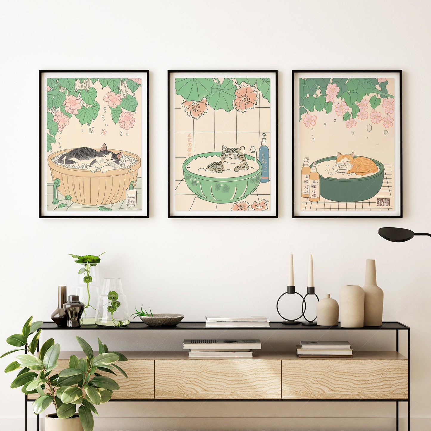 Set of Three Japandi Prints – Cat Prints