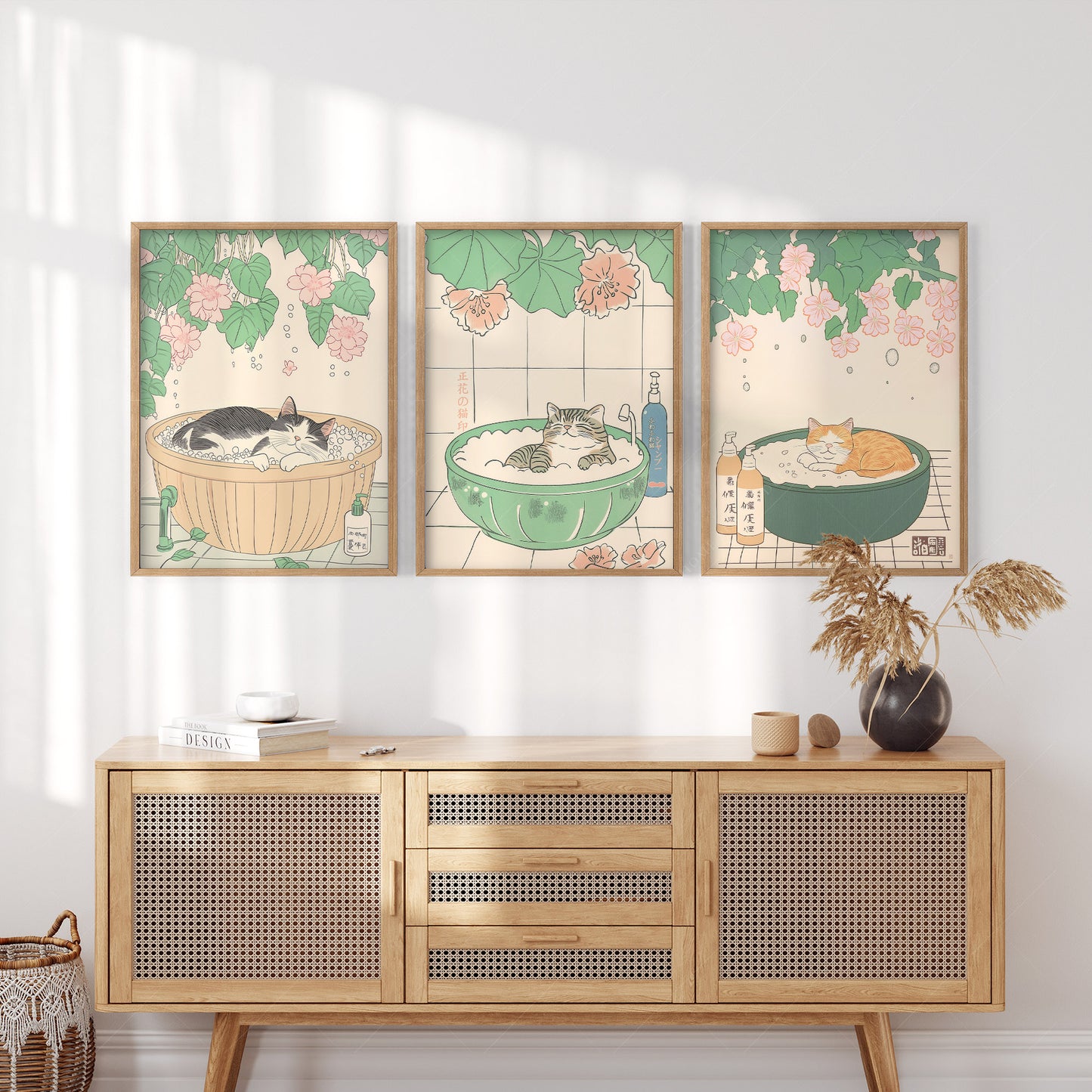Set of Three Japandi Prints – Cat Prints