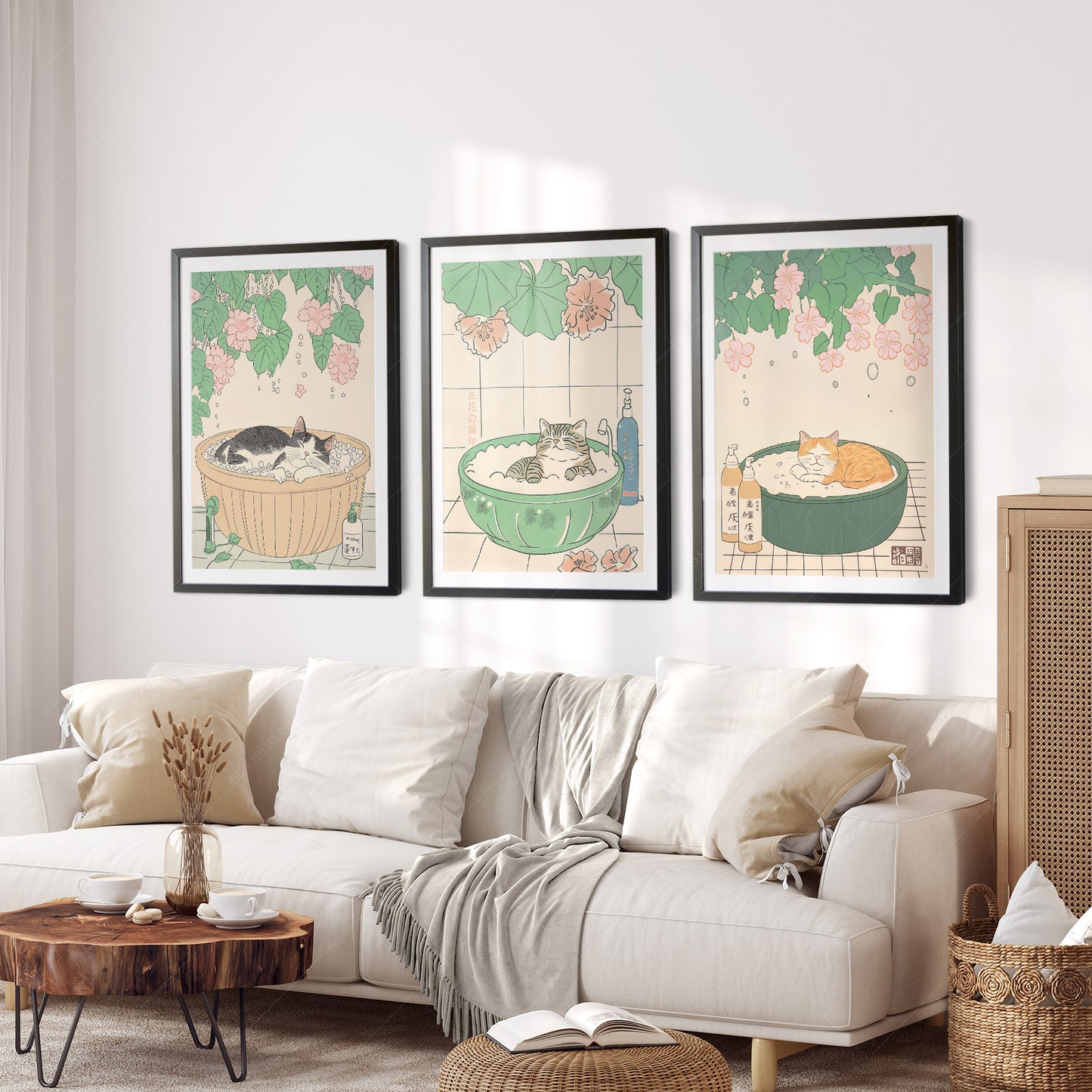 Set of Three Japandi Prints – Cat Prints