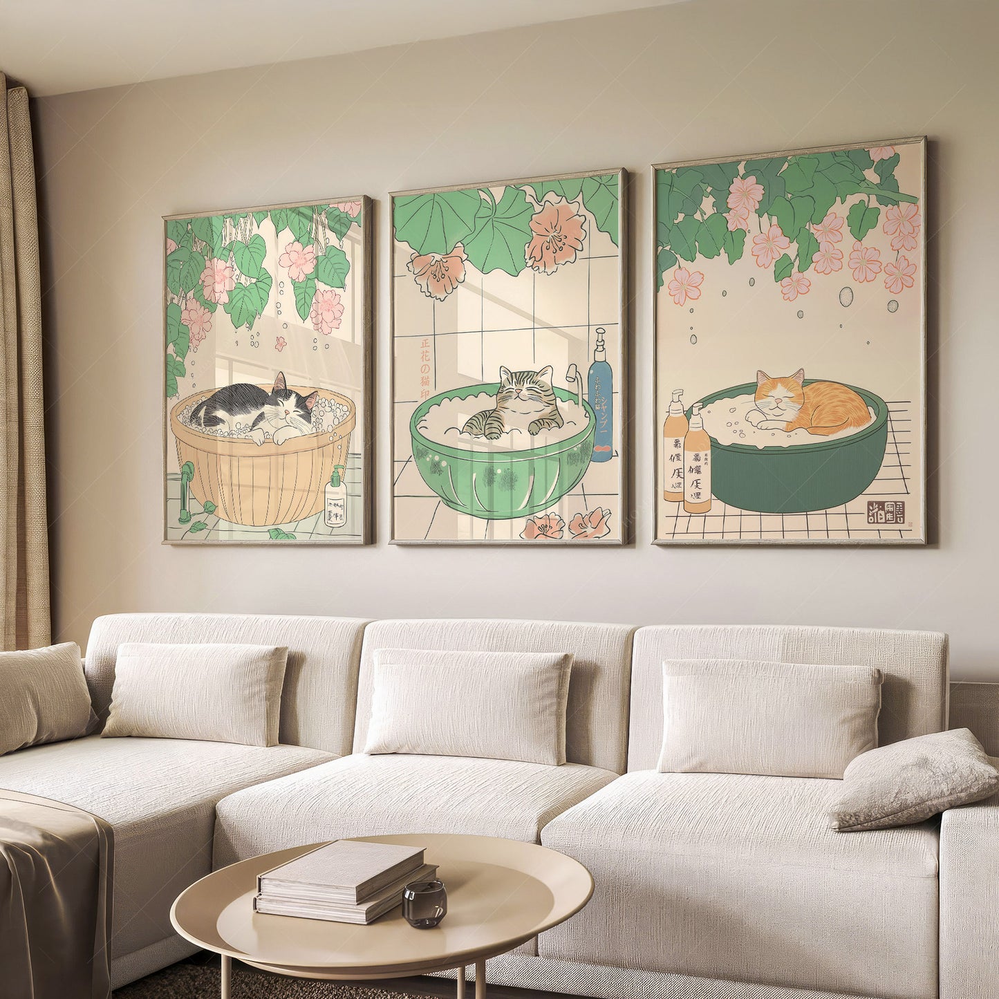 Set of Three Japandi Prints – Cat Prints
